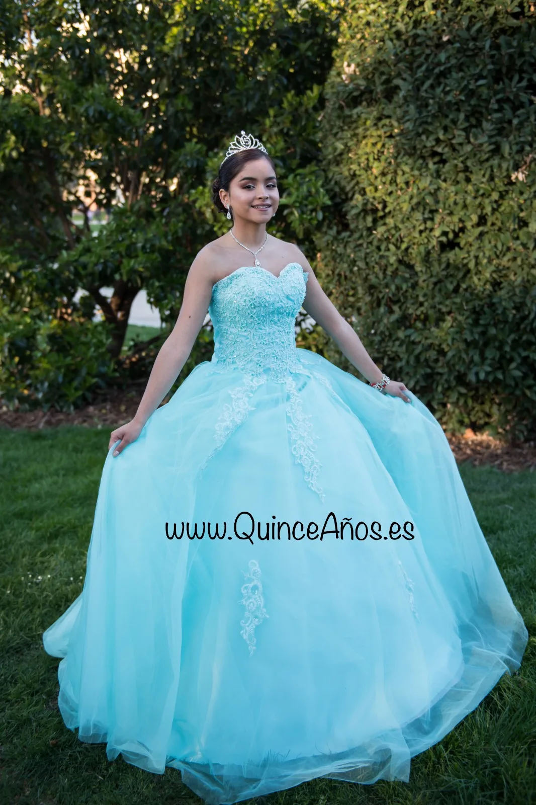 Vestido 15 años verde agua