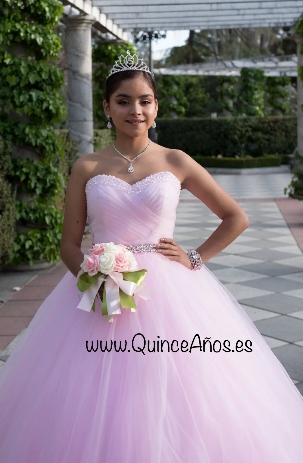 Vestido rosa quinceañera