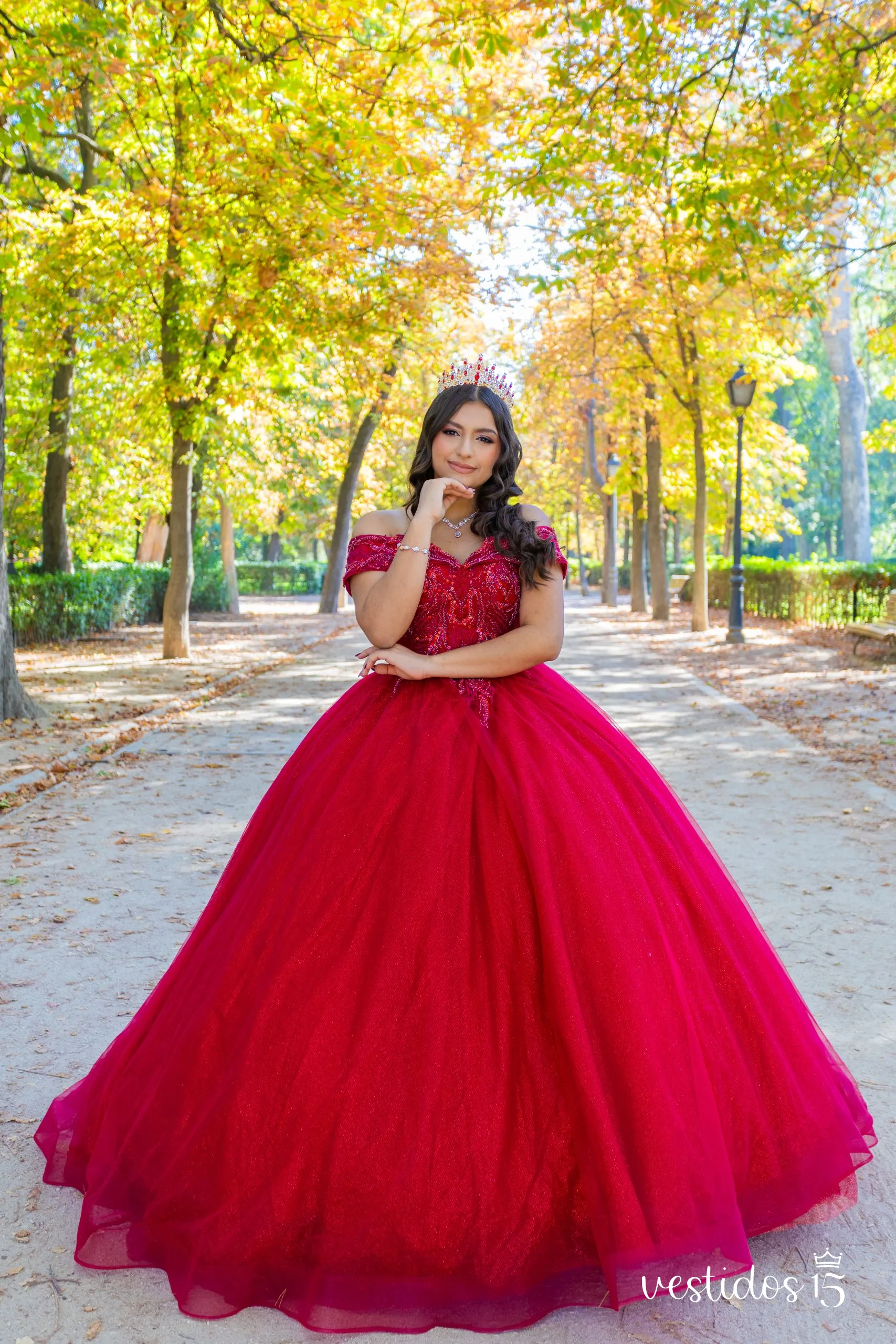 vestido de quinceañer color rojo
