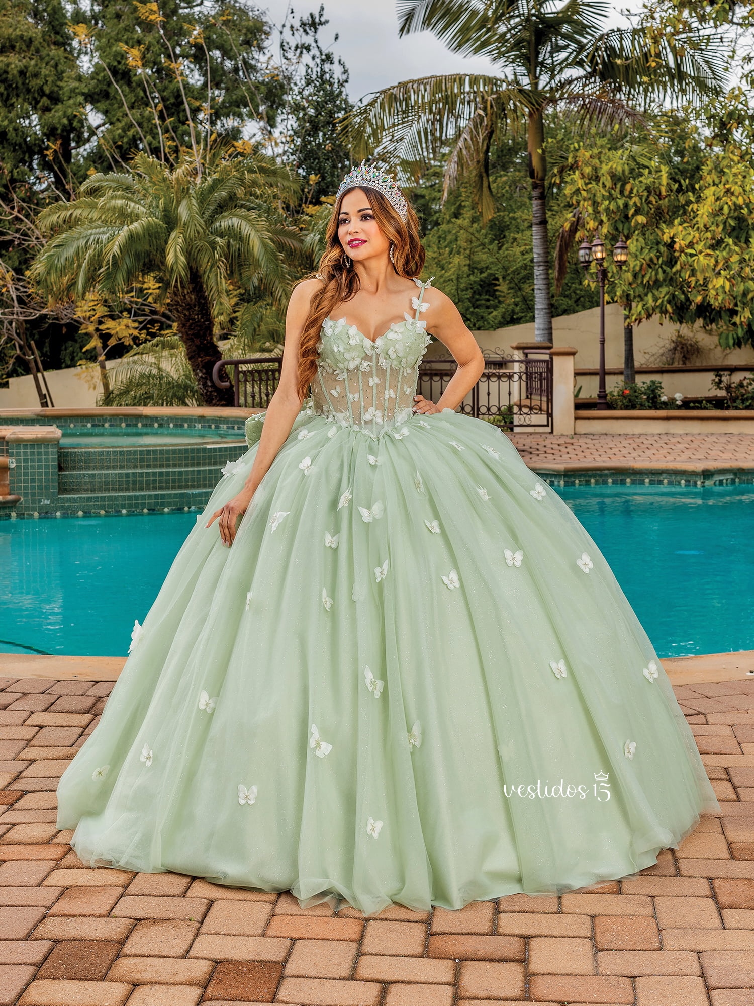 Vestido de 15 años Encanto Salvia Verde Pastel