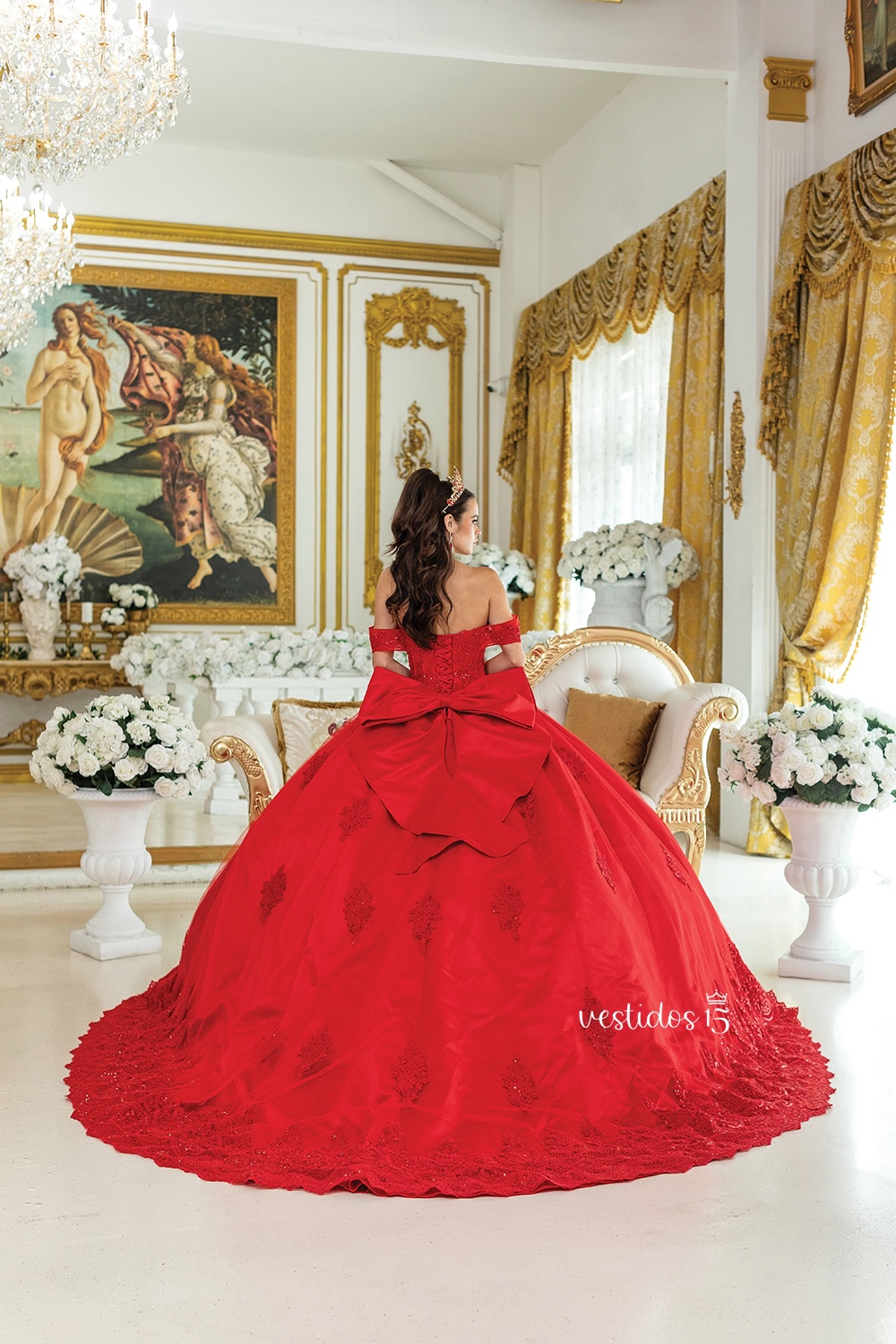 Alternative view of Vestido de 15 años Esencia Carmesí Rojo con Broche