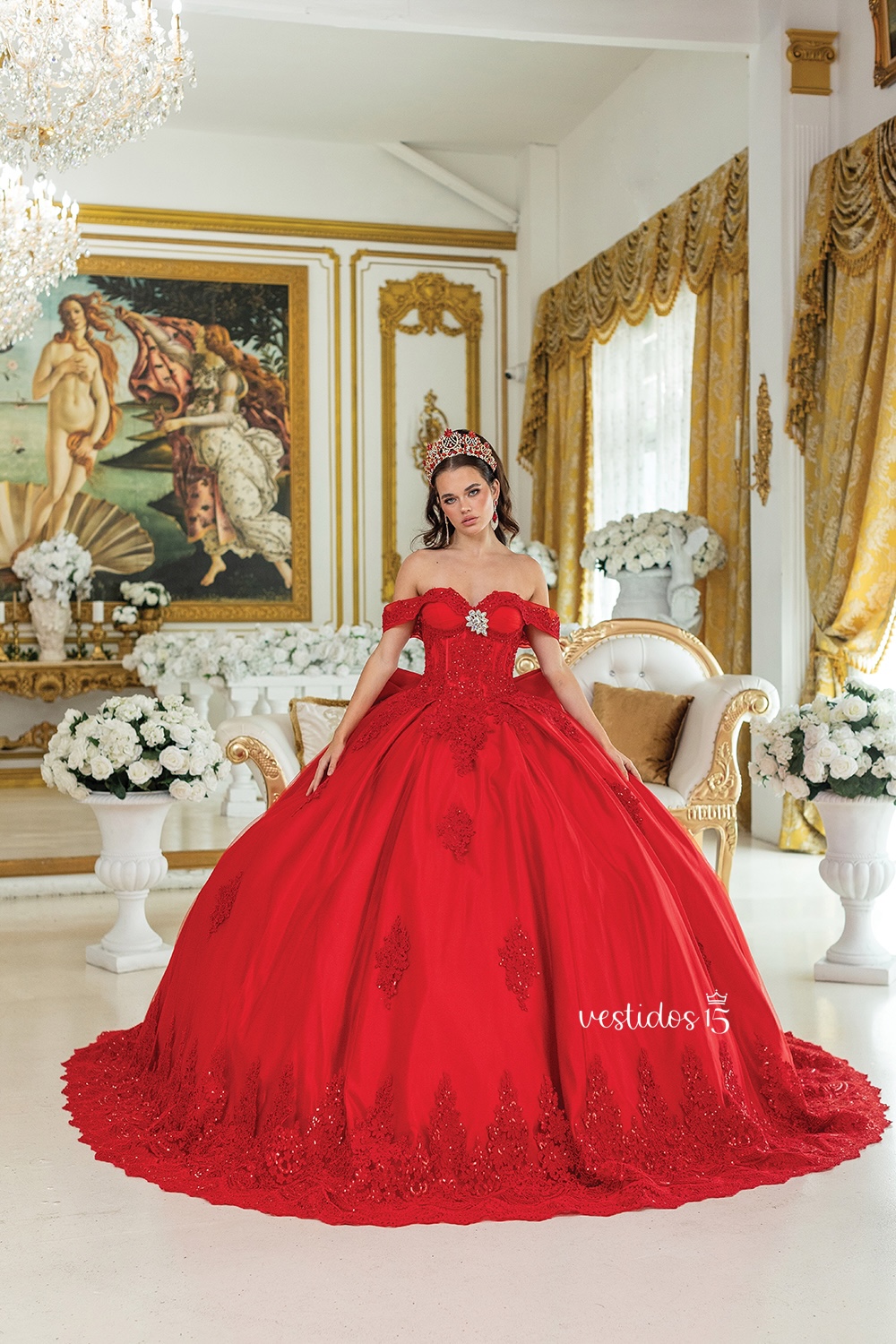 Vestido de 15 años Esencia Carmesí Rojo con Broche