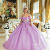 Vestido de 15 años lavanda corte princesa con encaje