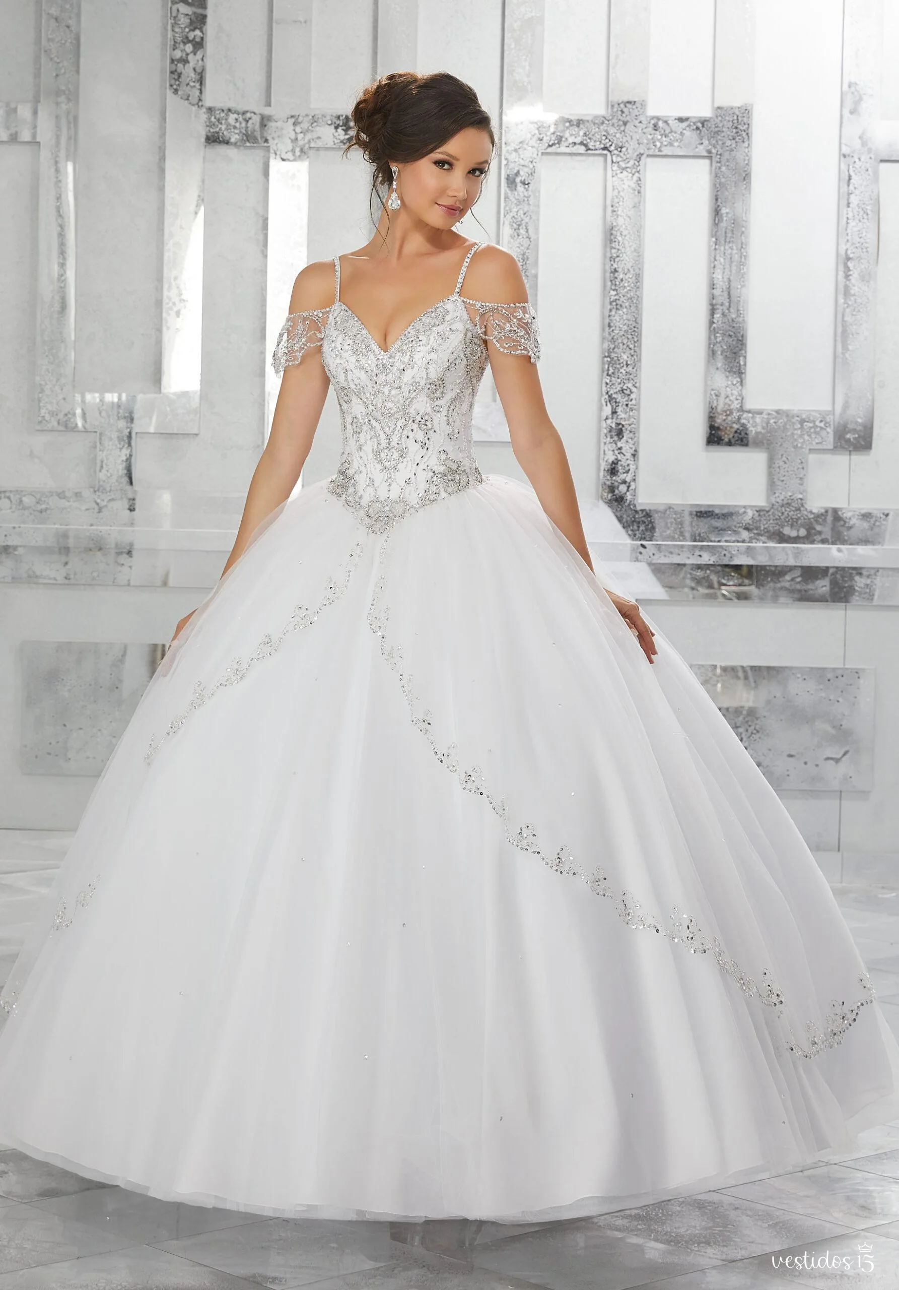 Vestido 15 blanco alma — diseño exclusivo en Vestidos15