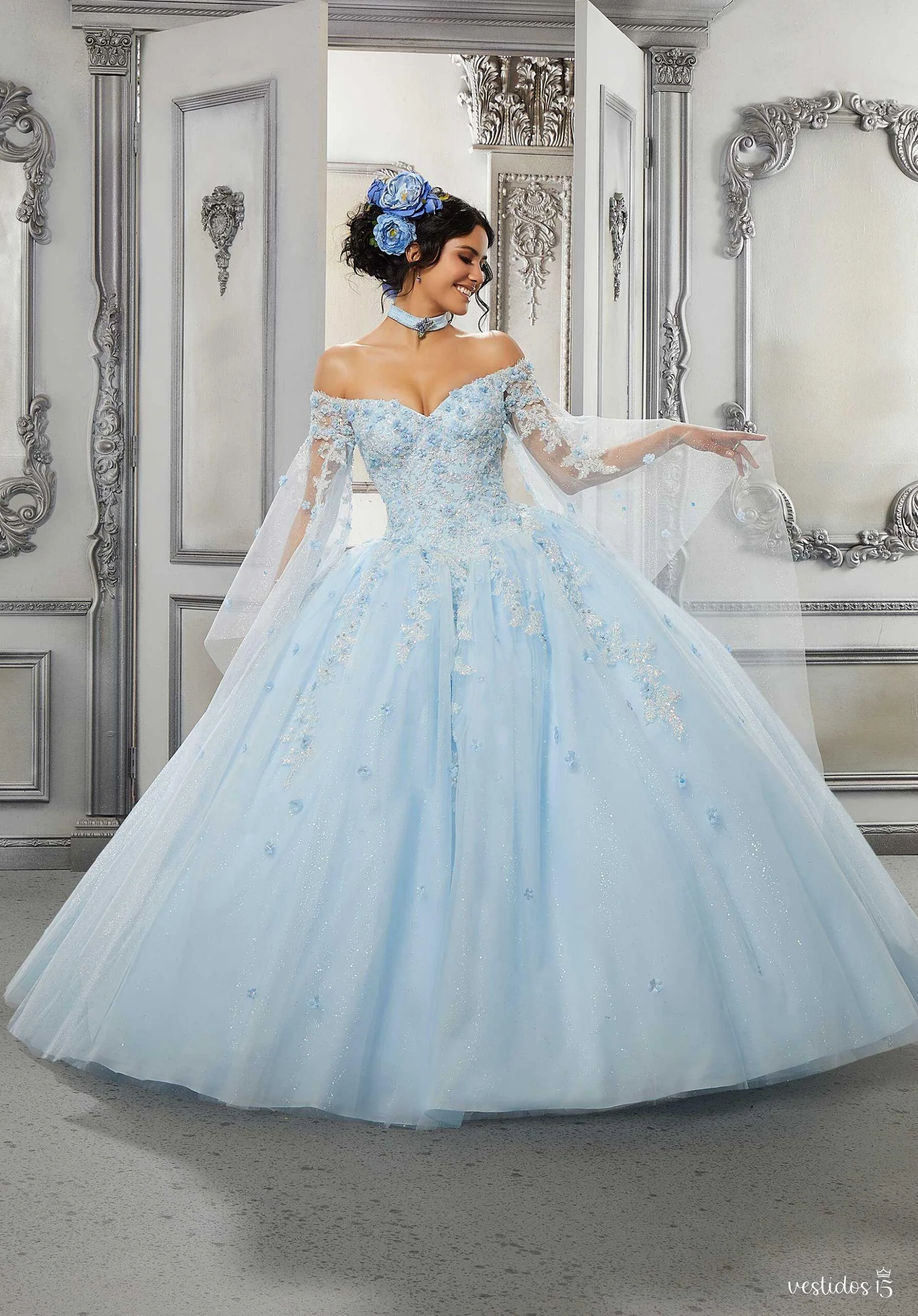 Vestido 15 azul anastasia de Vestidos15 — calidad y estilo para ocasiones especiales