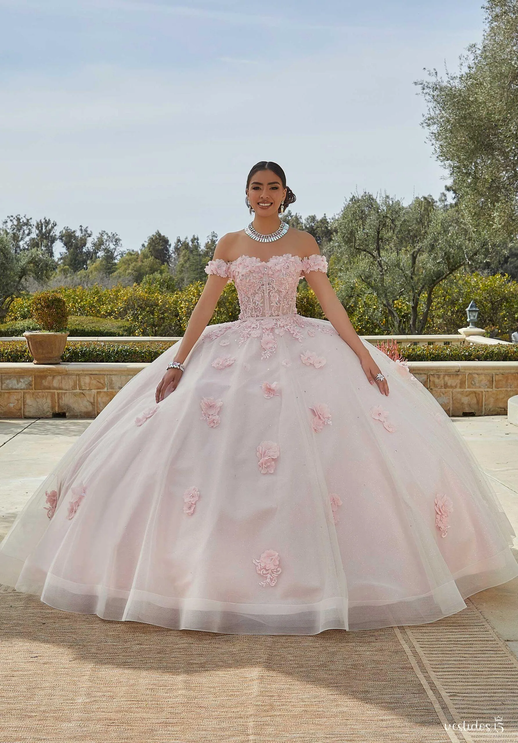 Vestido 15 rosa arely — diseño exclusivo en Vestidos15