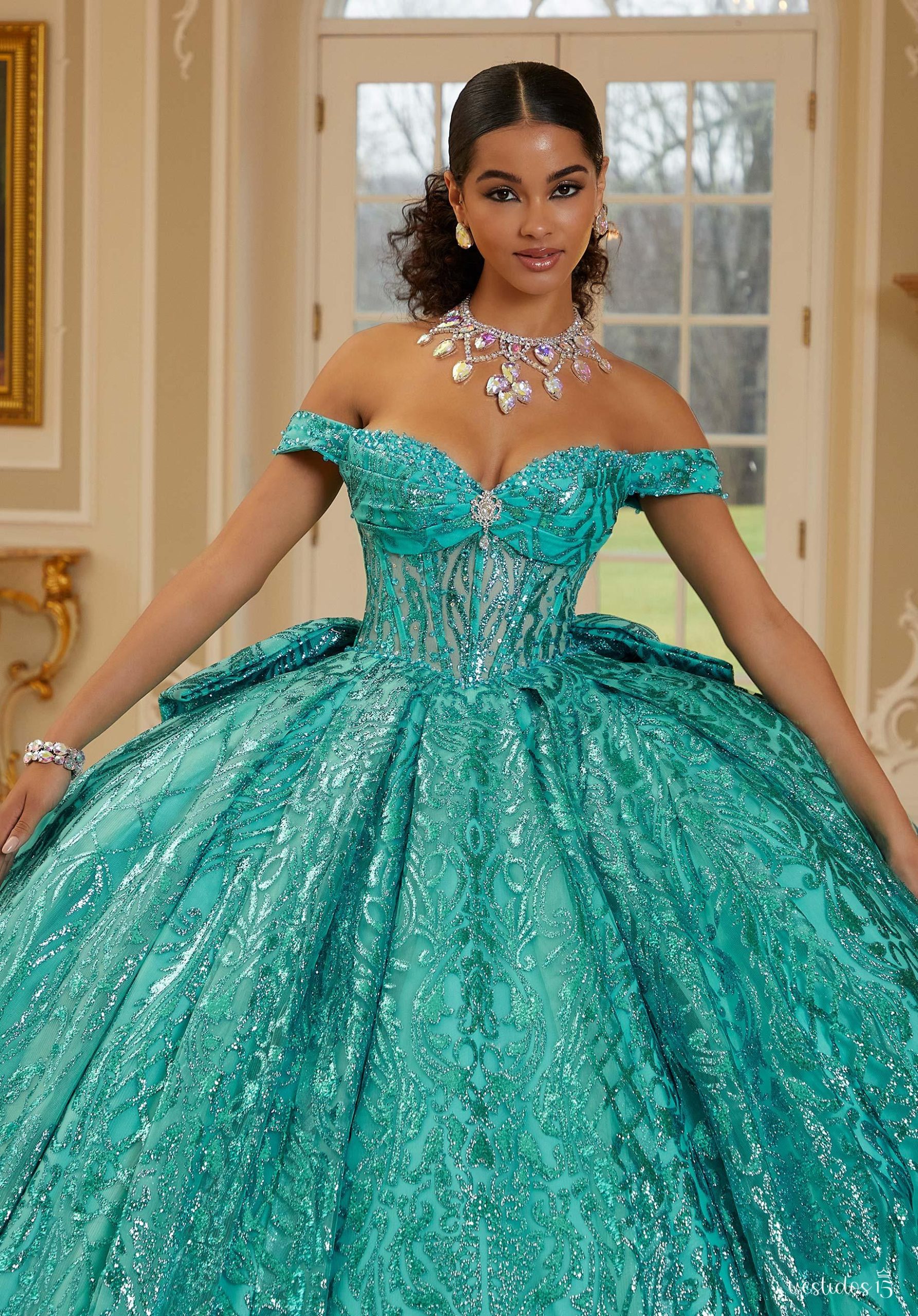 Alternative view of Vestido de 15 años Adriana Verde Agua / Turquesa