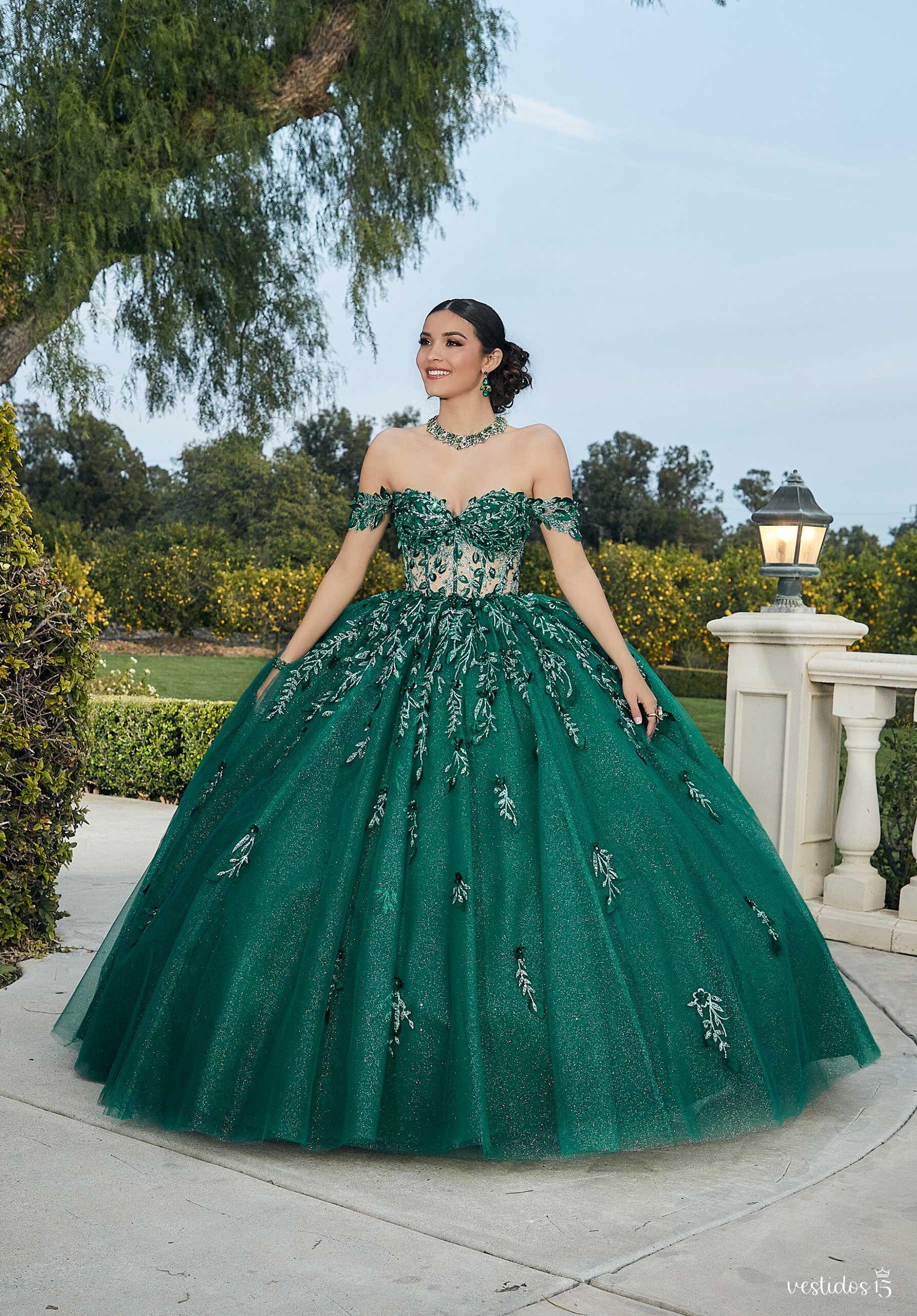 Vestido de 15 años Ángela Verde Oscuro