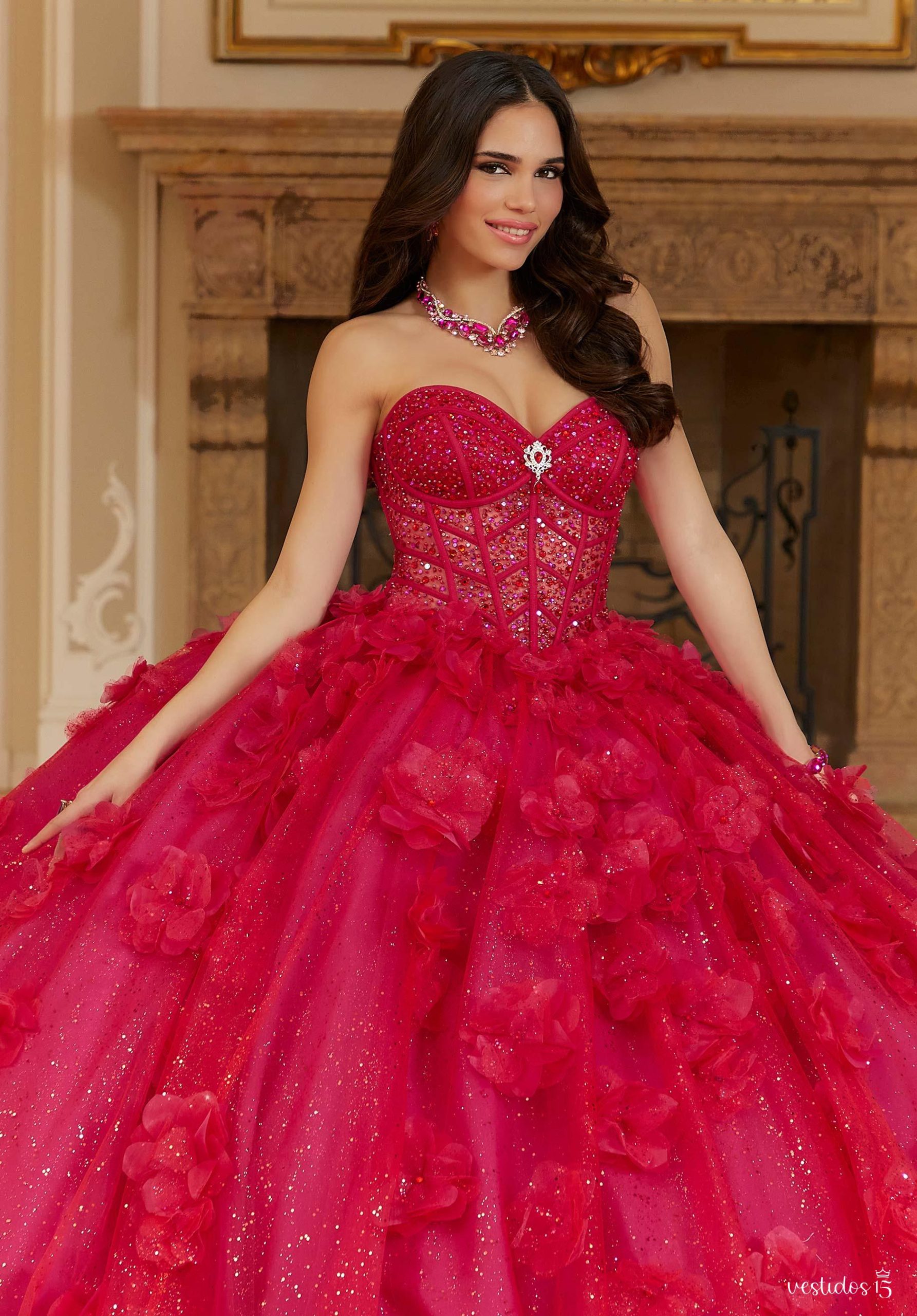 Alternative view of Vestido de 15 años Alicia Rojo