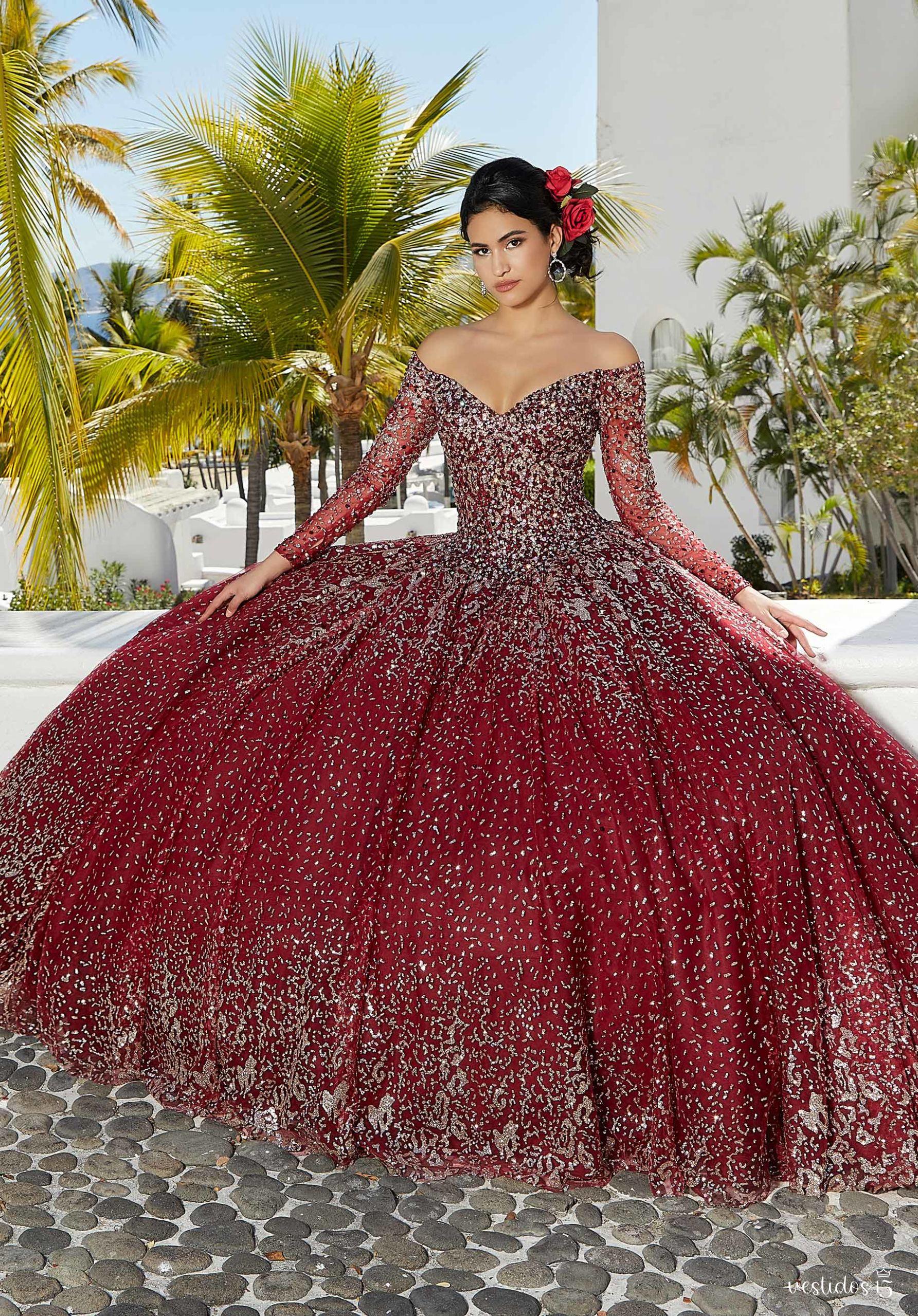 Vestido de 15 años Aurora Rojo Vino