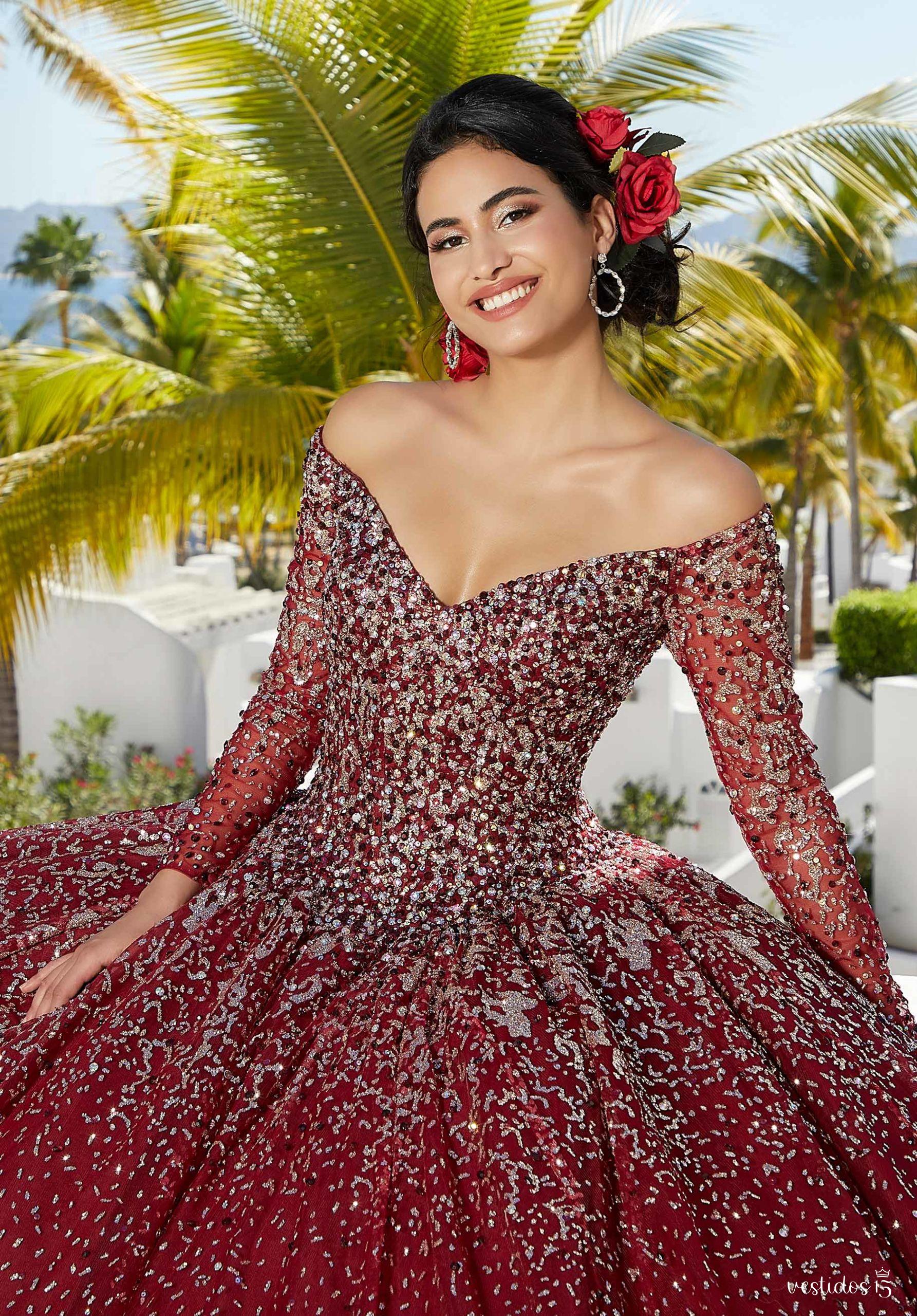 Alternative view of Vestido de 15 años Aurora Rojo Vino