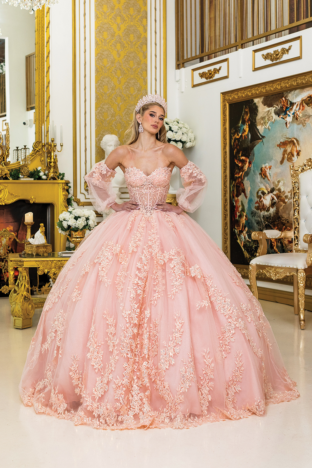 Vestido de quinceañera rosa palo