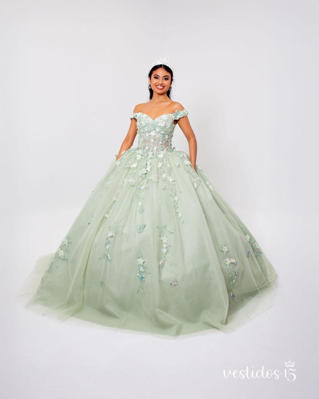 Vestido de 15 años verde menta