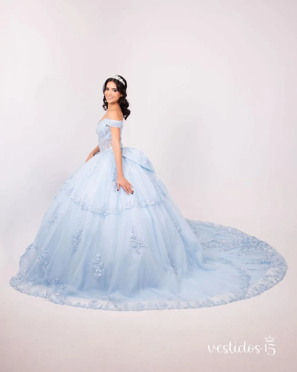 Vestido 15 azul cenicienta años — diseño exclusivo en Vestidos15