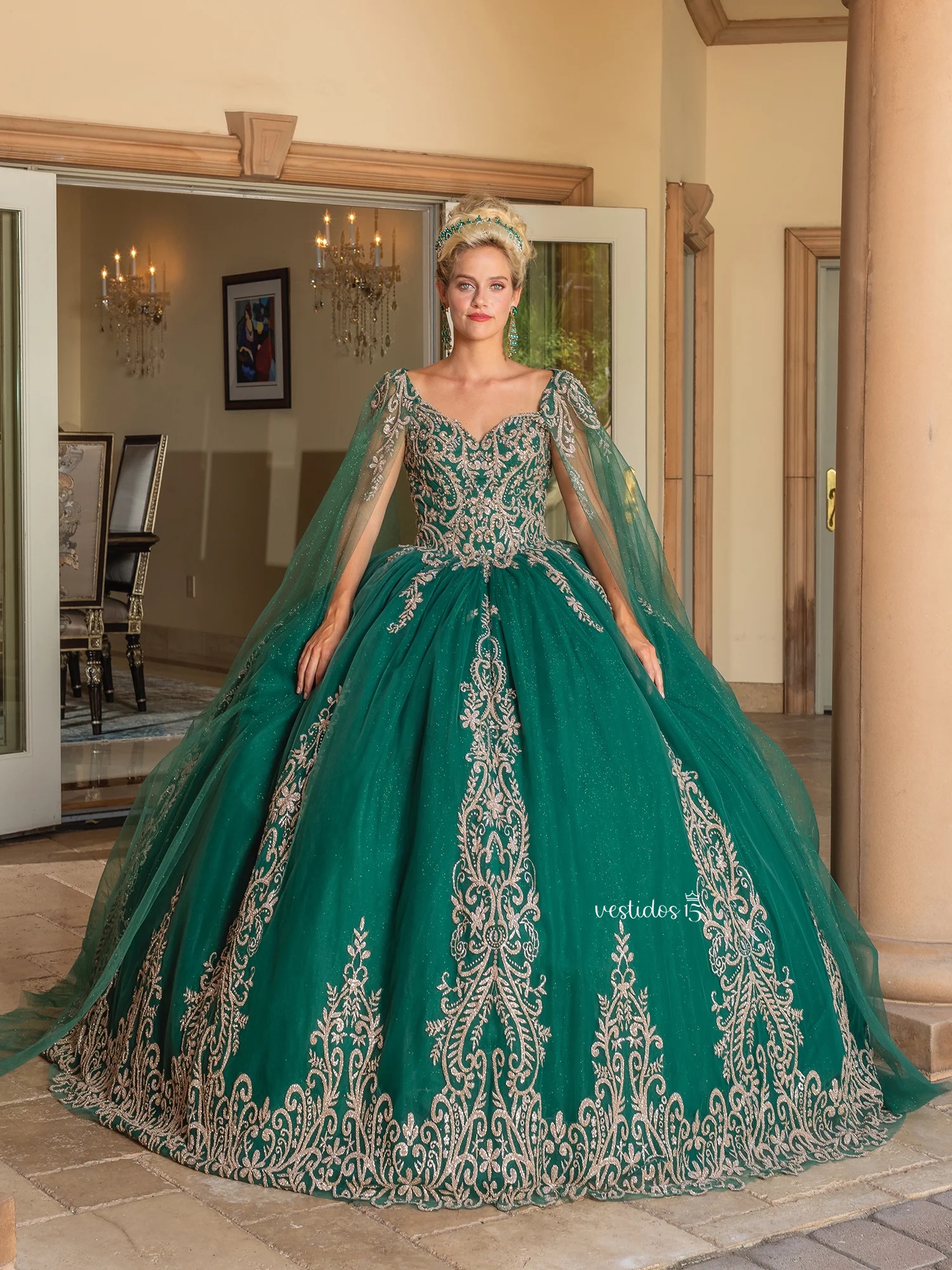 Vestido de 15 años Helena Selva Verde Cazador