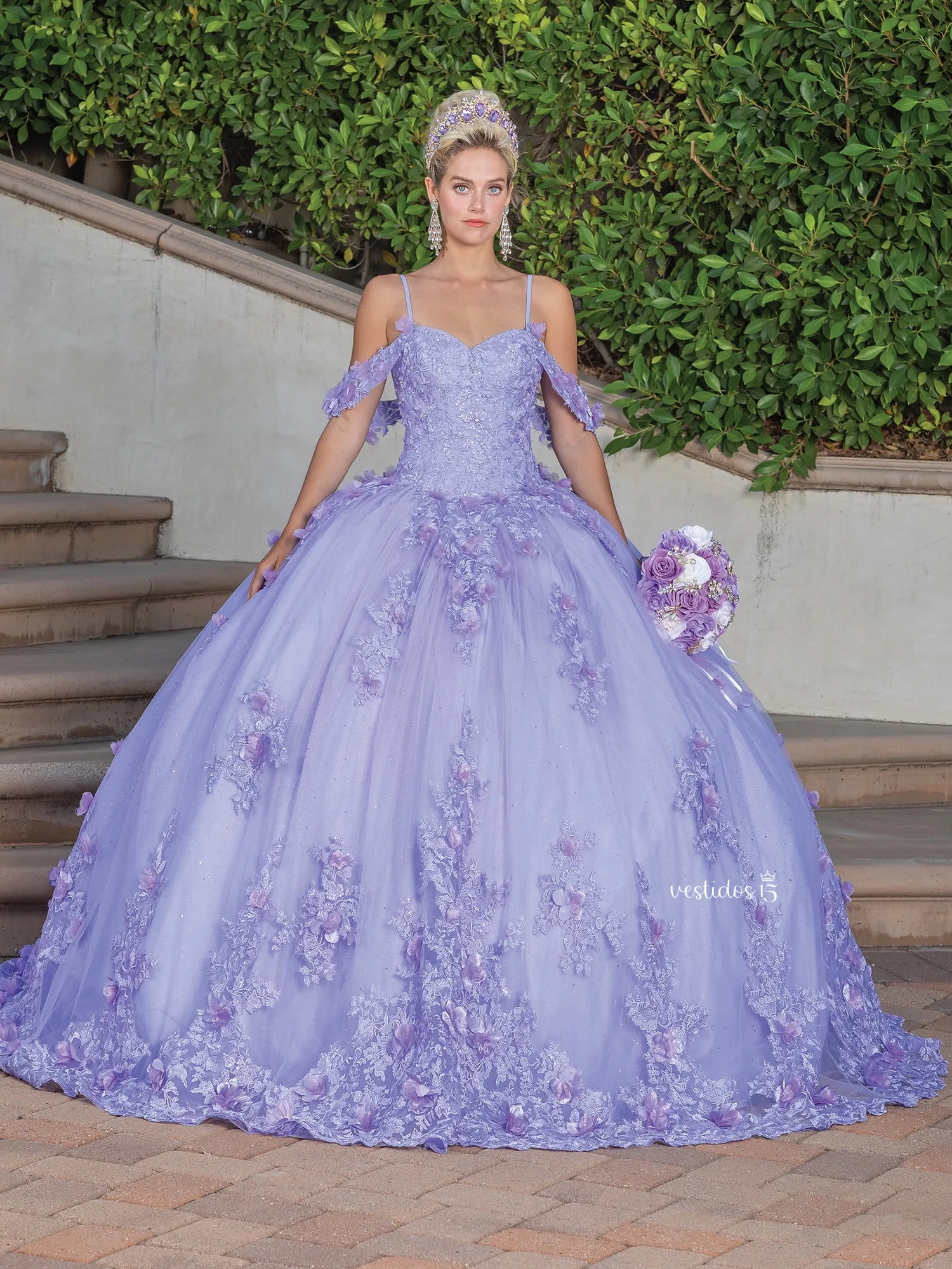 Vestido 15 lavanda euforia de alta calidad en Vestidos15