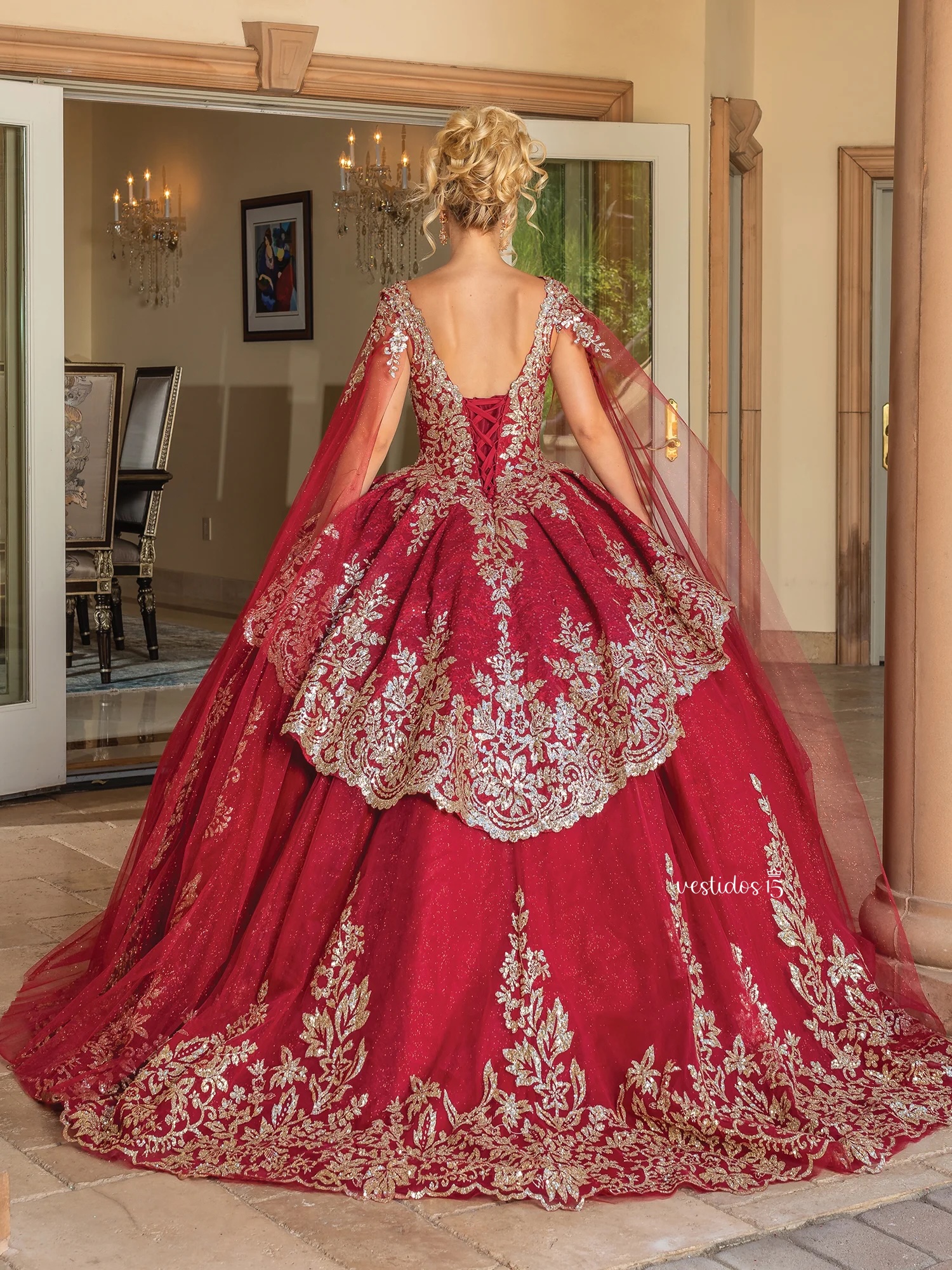 Alternative view of Vestido de 15 años Ébano Burdeos Borgoña