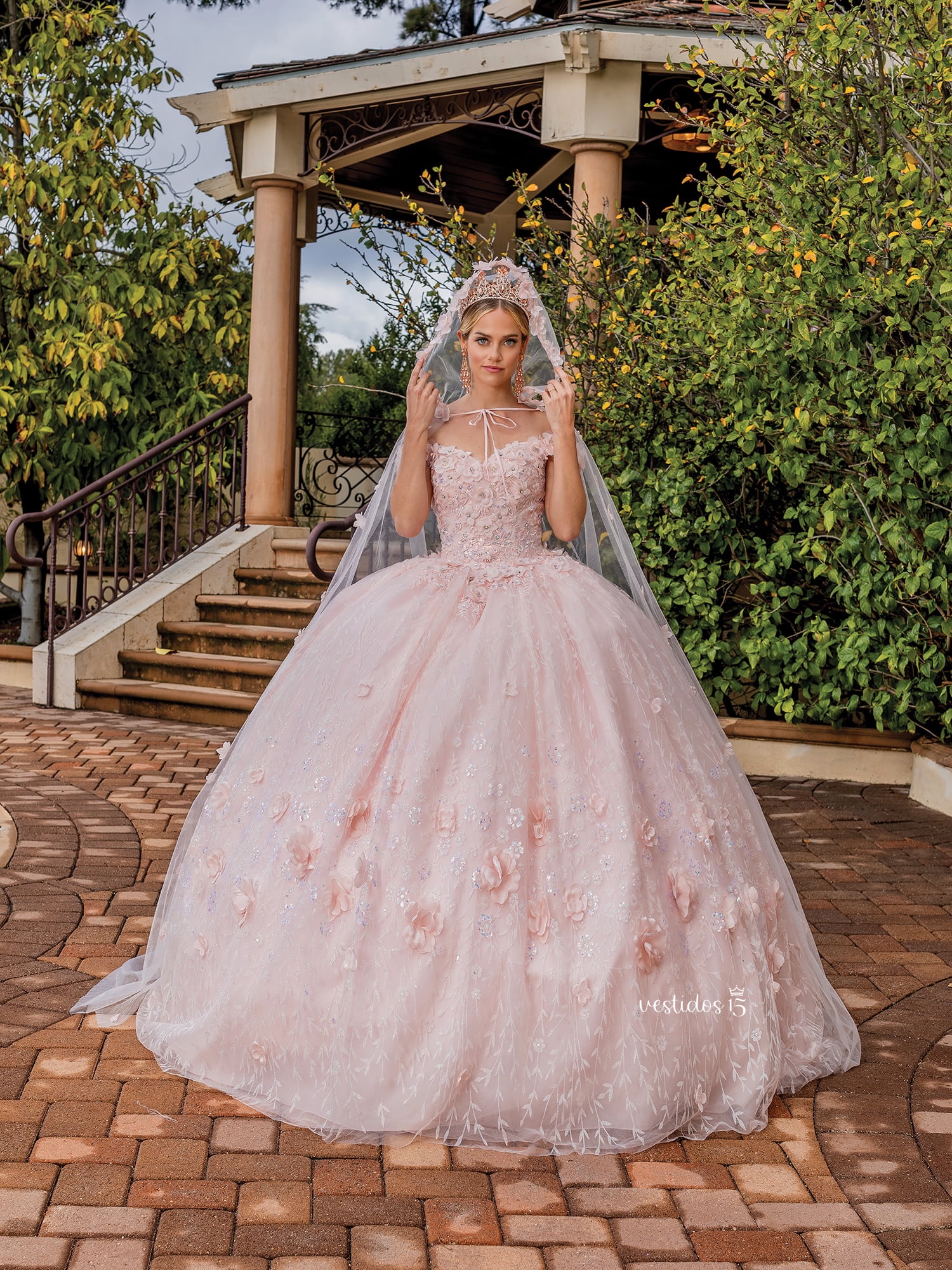 Vestido de 15 años Estrella Floral Rosa Palo / Pastel Vestido de 15 años Estrella Floral Rosa Palo / Pastel - Imagen 3