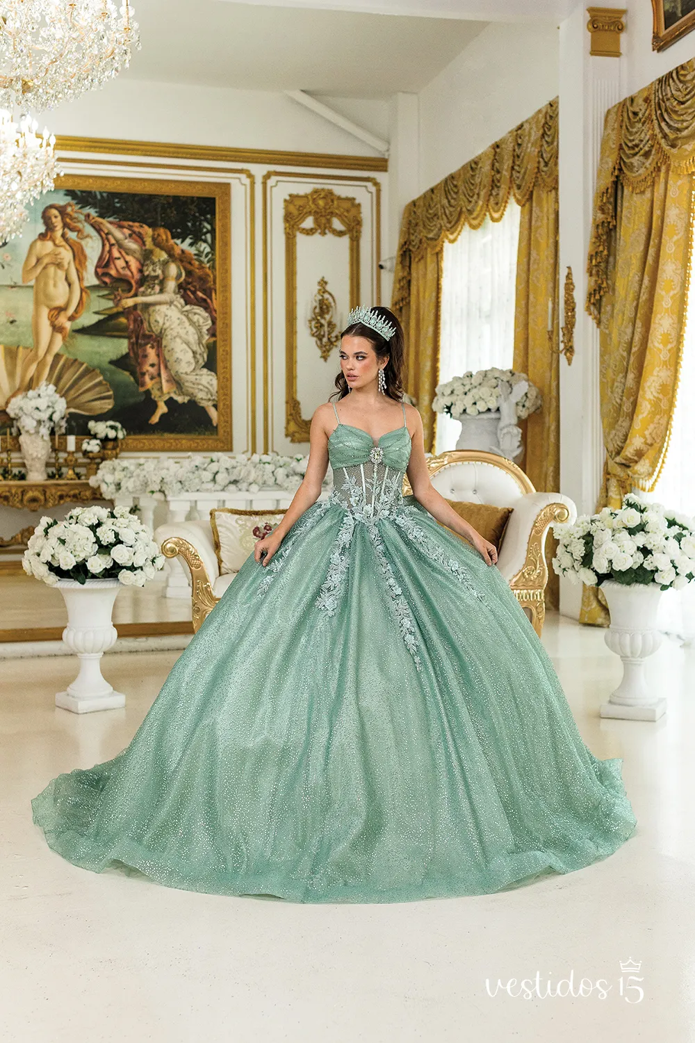 Vestido de 15 años Ana Verde Sage