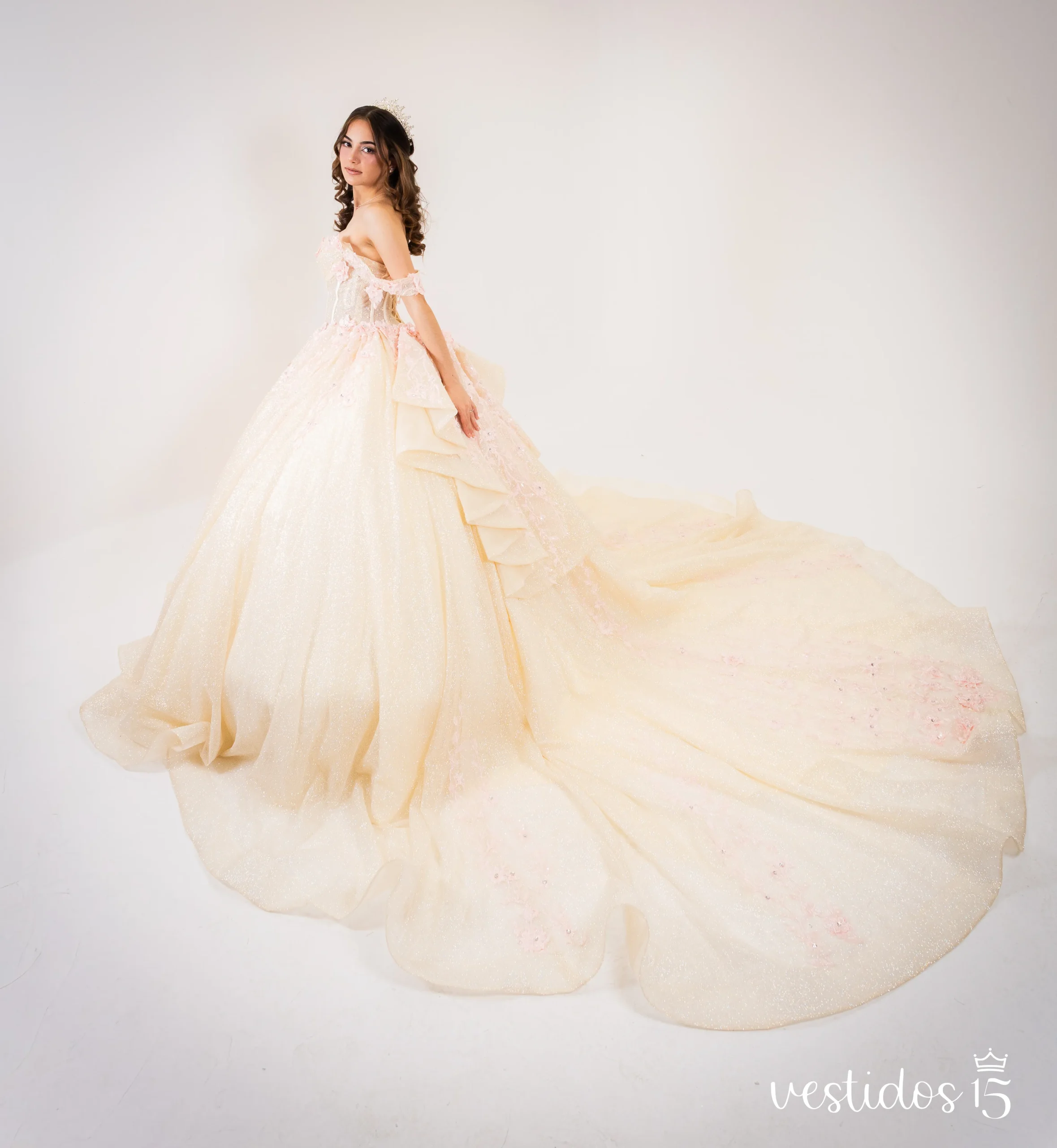 Alternative view of Vestido de 15 años en Alquiler Princesa Beige