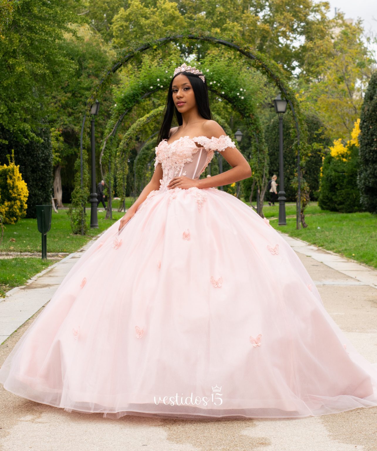 Alternative view of Vestido de 15 años Mariposa Rosa