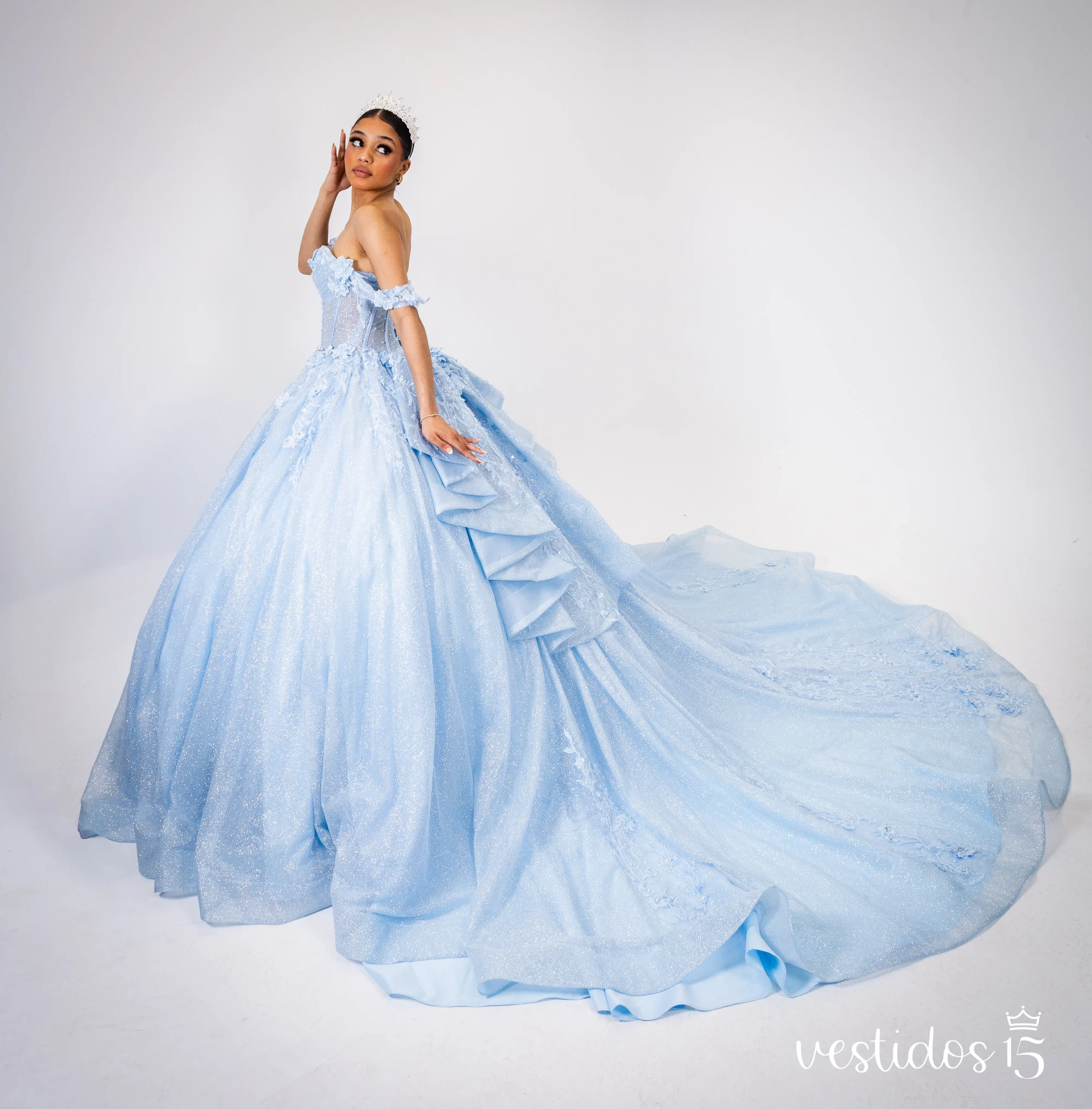 vestido de quinceañera azul celeste