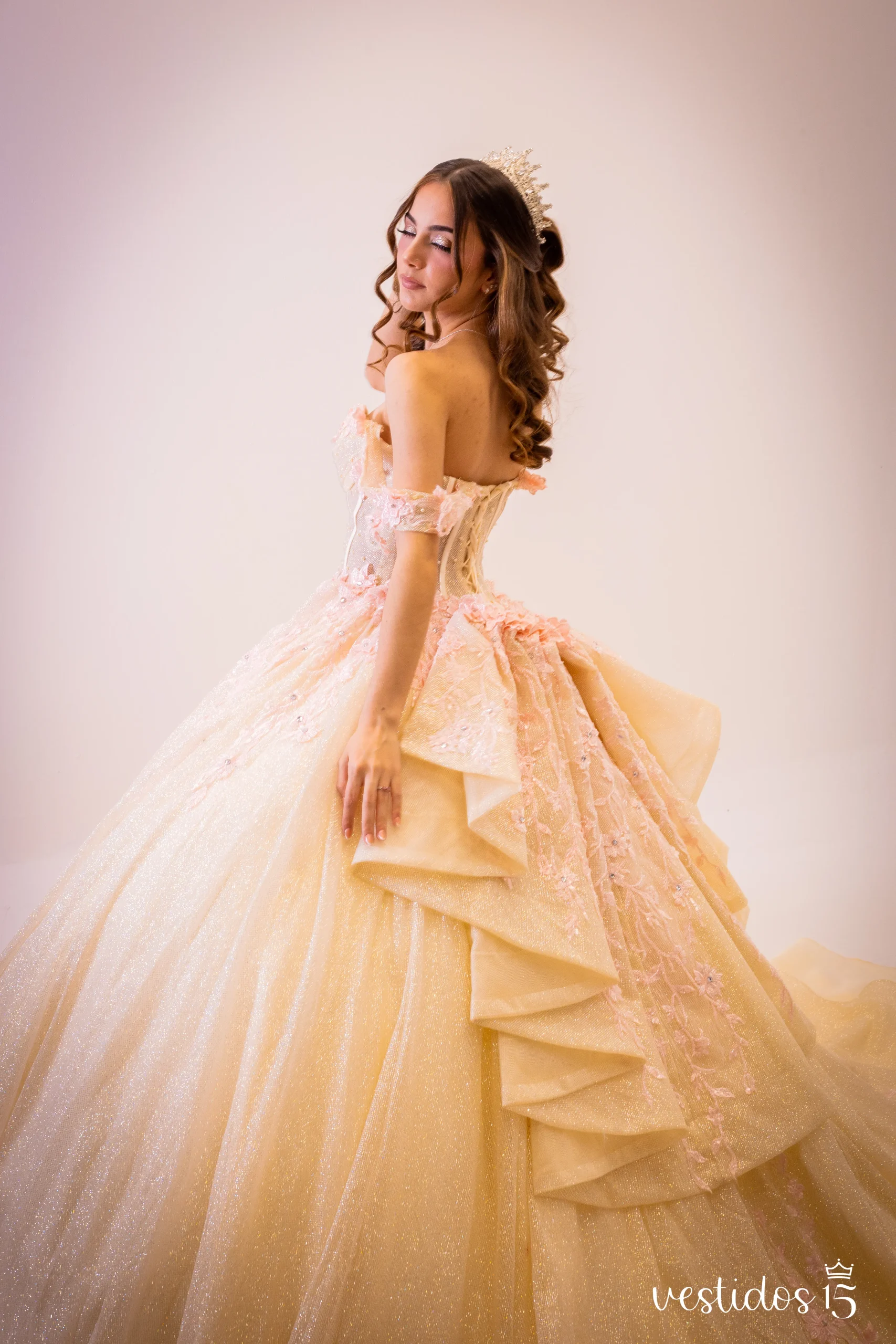 Alternative view of Vestido de 15 años Princesa Beige