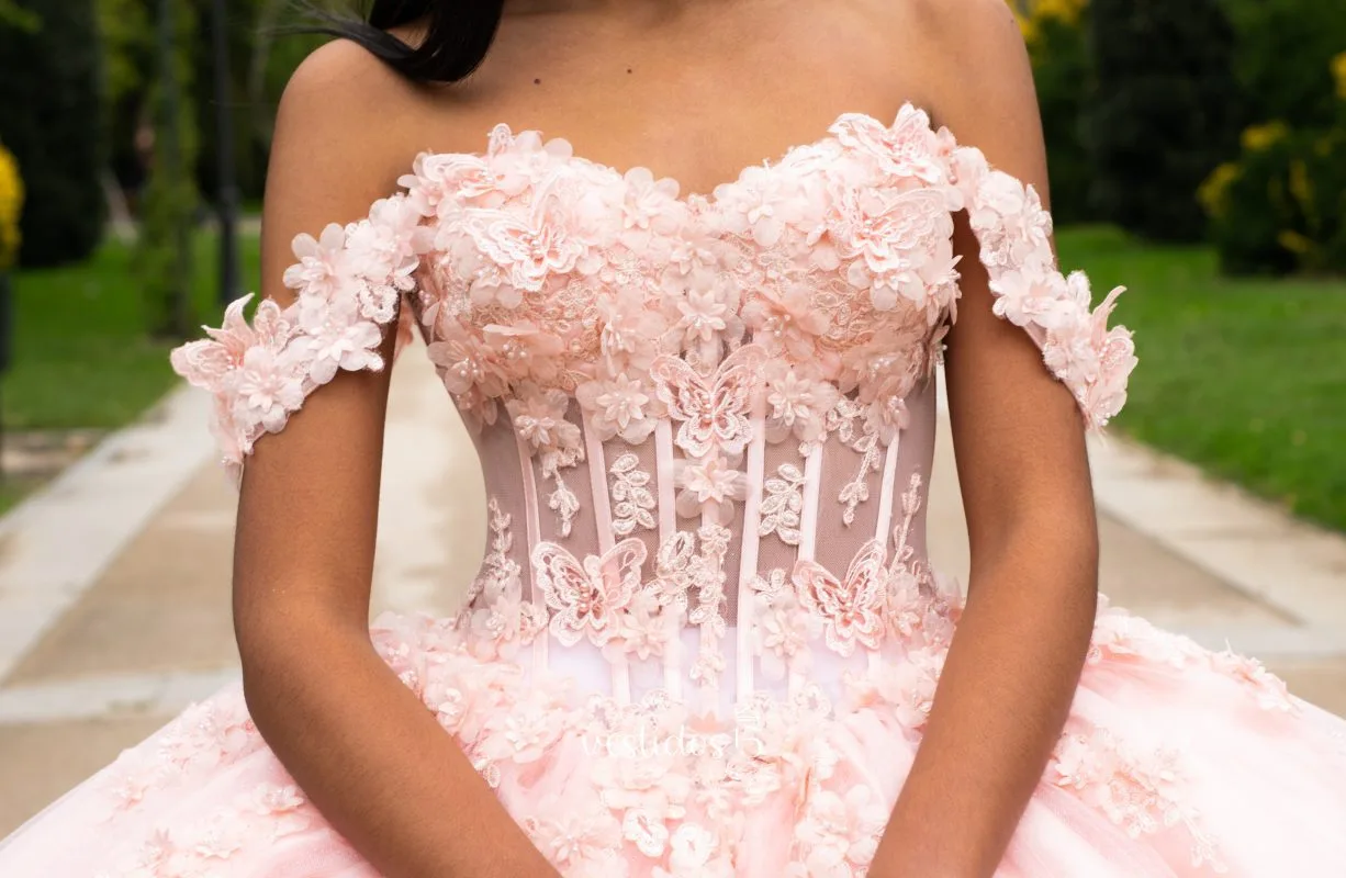 Vestido de 15 años Mariposa Rosa - Imagen 4