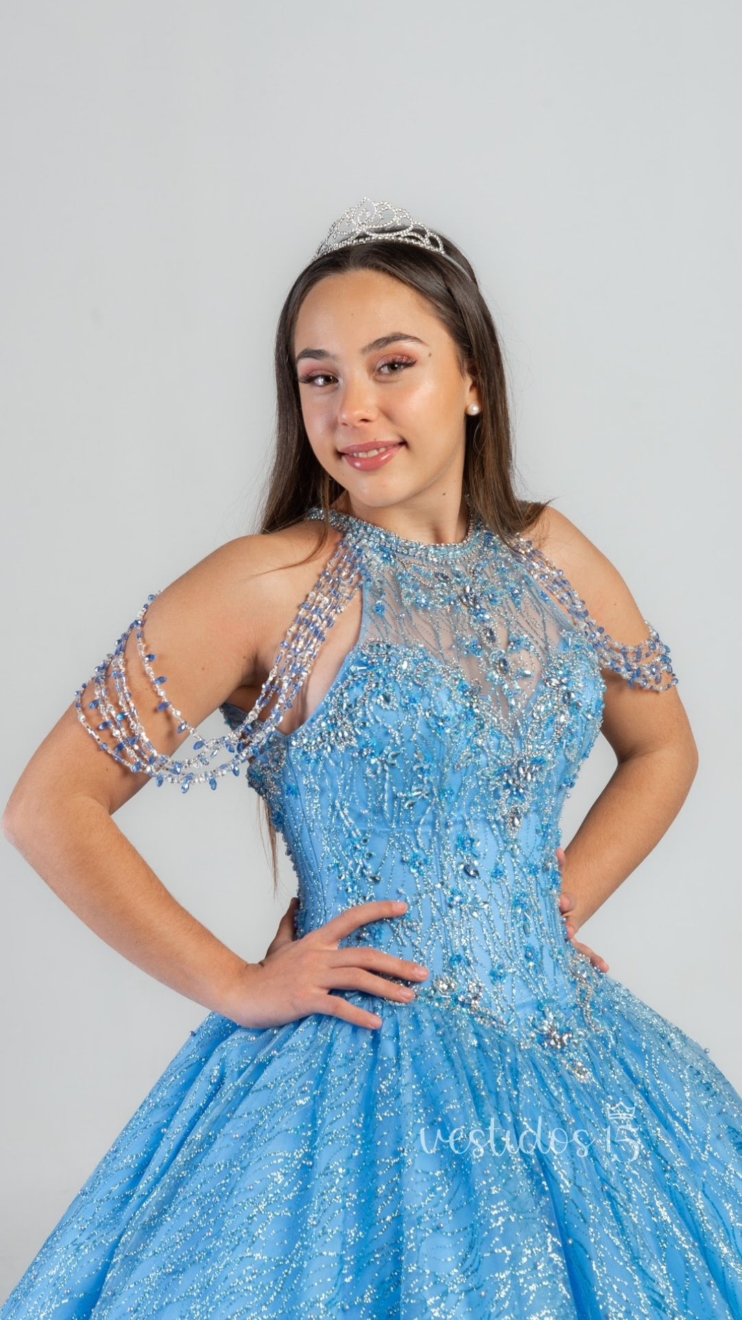 Alternative view of Vestido Leyre Azul