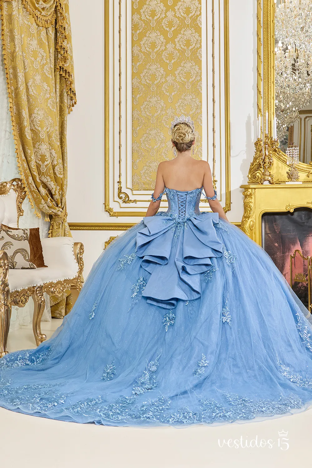 Alternative view of Vestido de 15 años Sílvia Azul Grisaceo