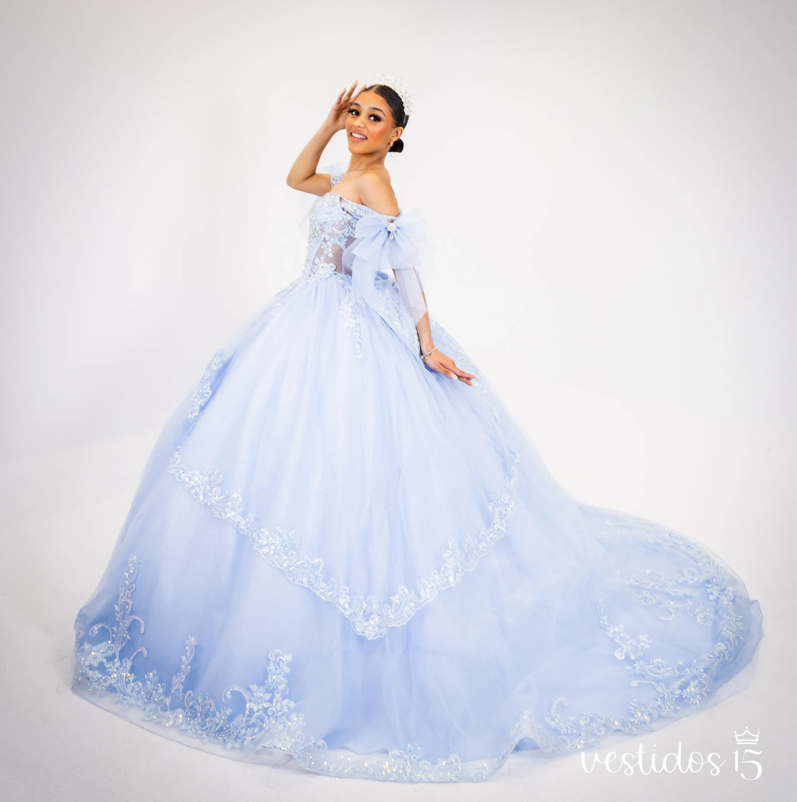 Alternative view of Vestido de 15 años Greta Azul Celeste