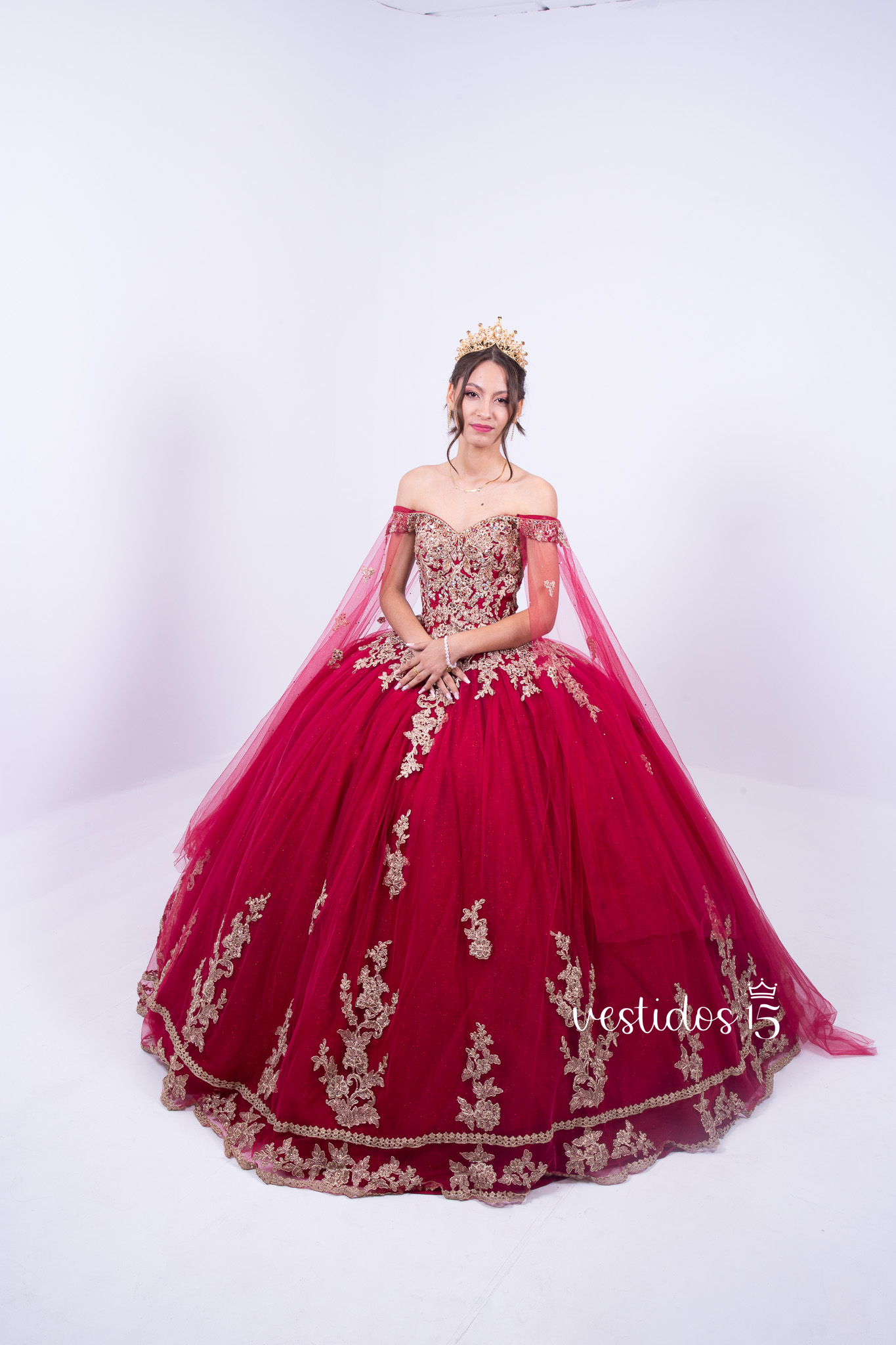 Alternative view of Vestido Almudena Rojo Burdeos