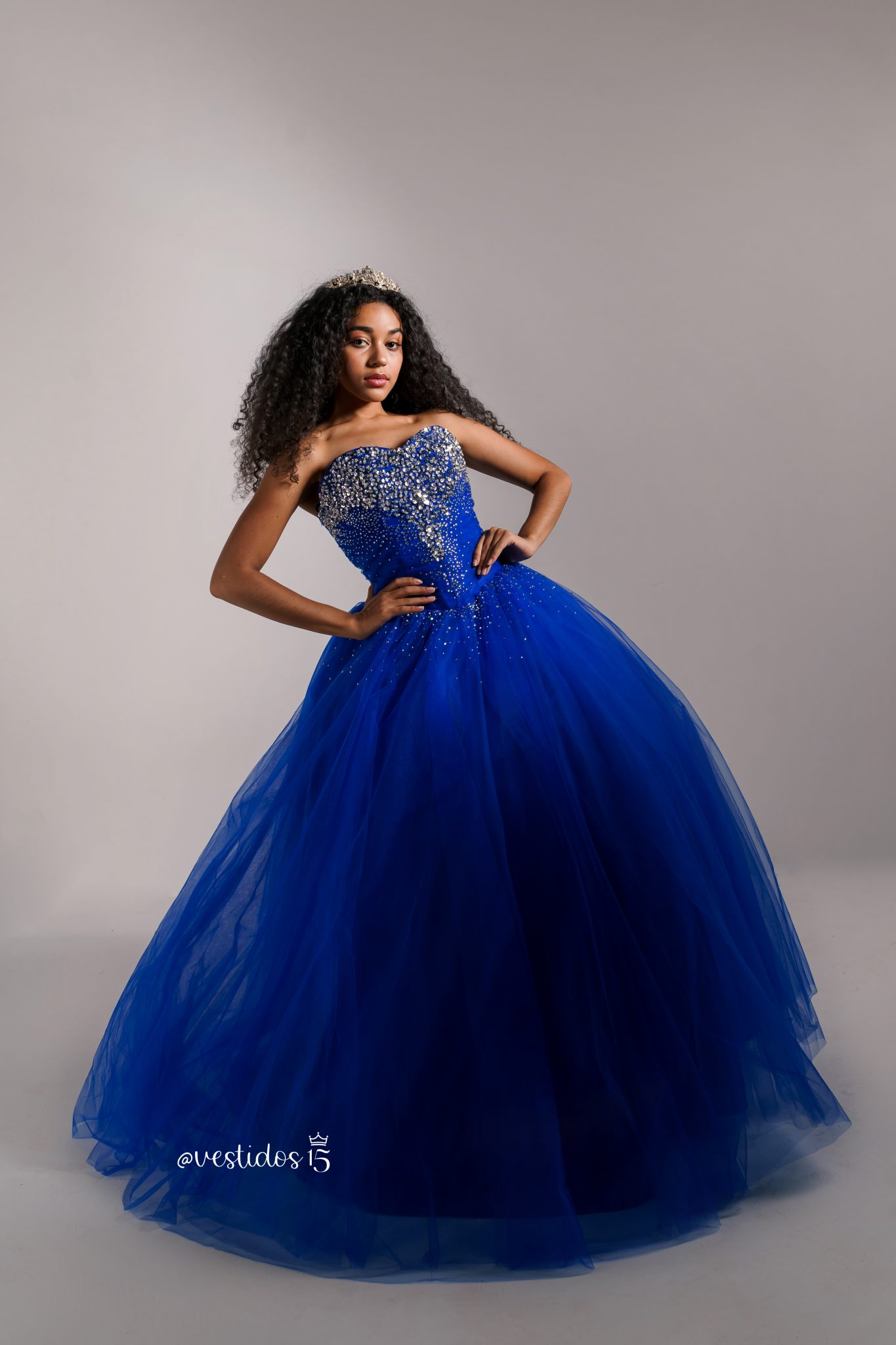 Vestido Pedrería Azul Rey