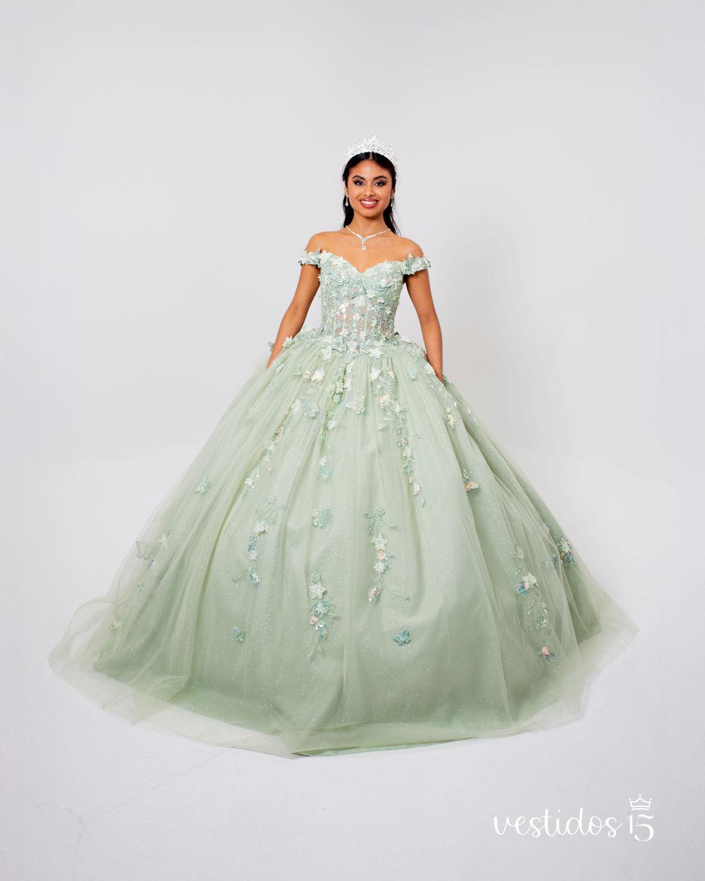 Alternative view of Vestido Rosi Verde en Alquiler