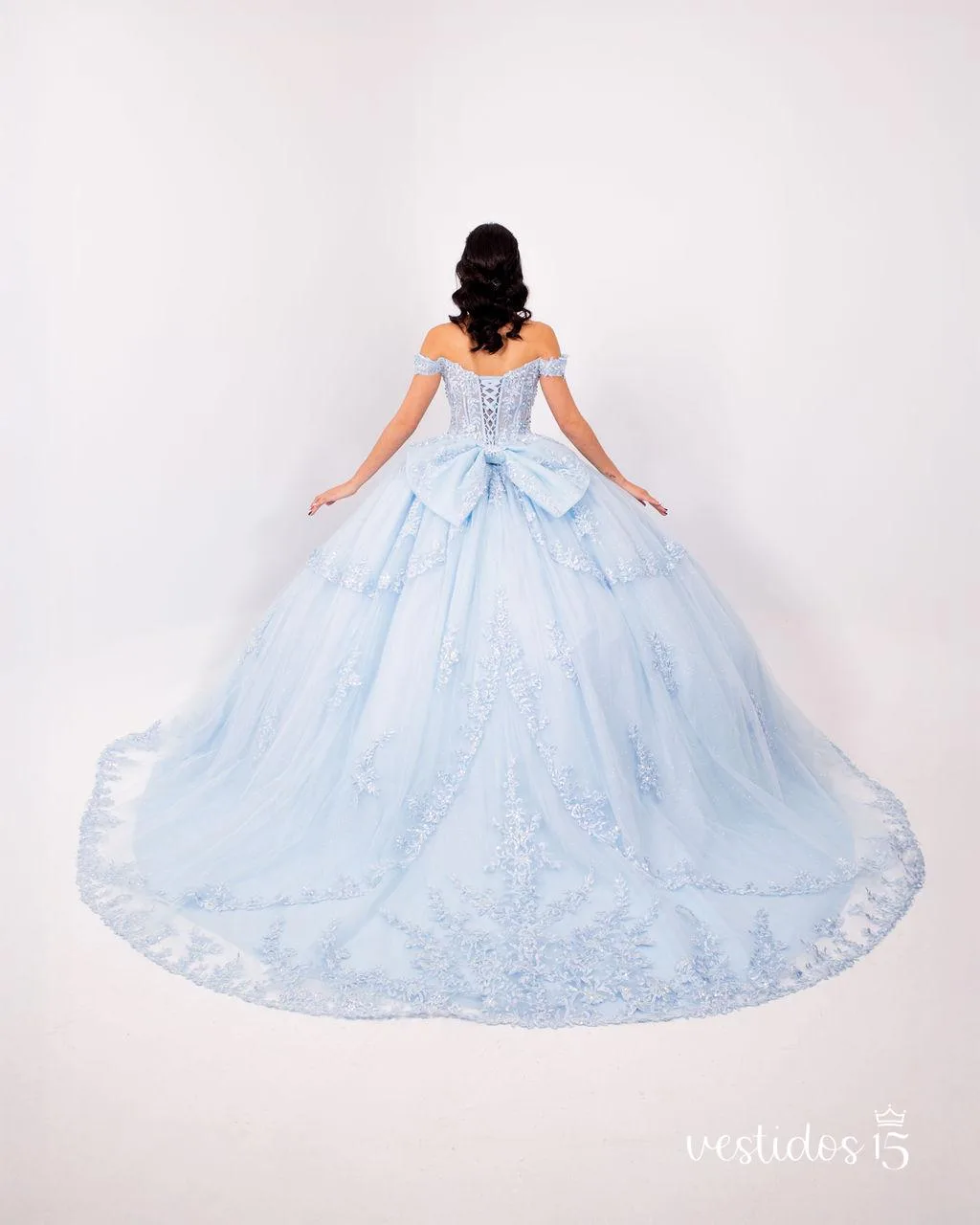 Vestido de 15 años Cenicienta Azul Cielo en Alquiler - Imagen 5