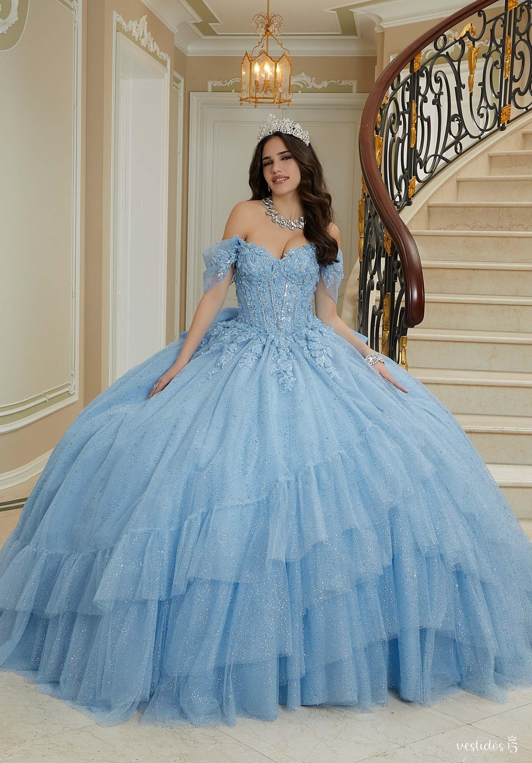 Vestido de 15 años Andrea Azul Cielo