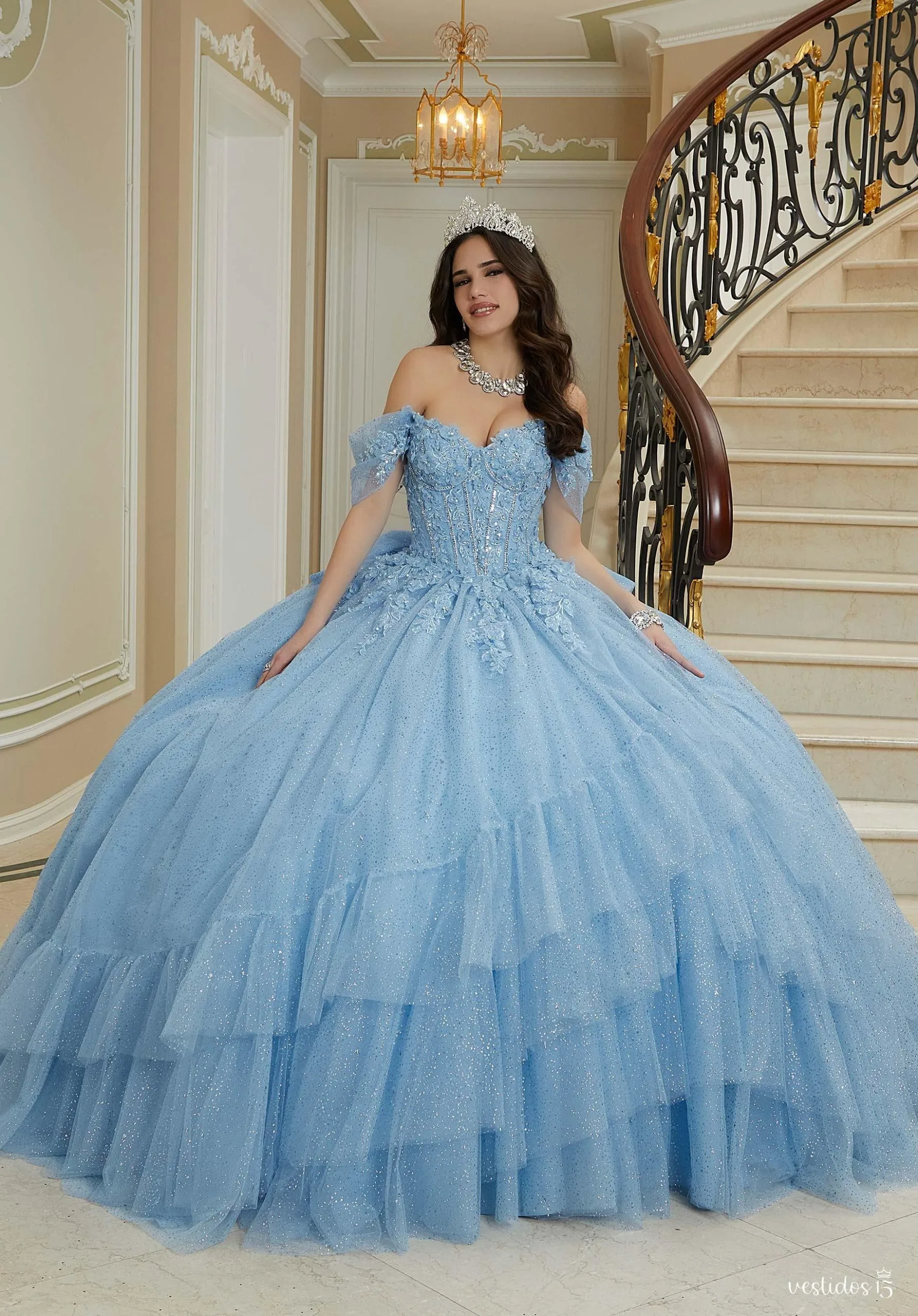 Vestido 15 azul andrea de Vestidos15 — calidad y estilo para ocasiones especiales