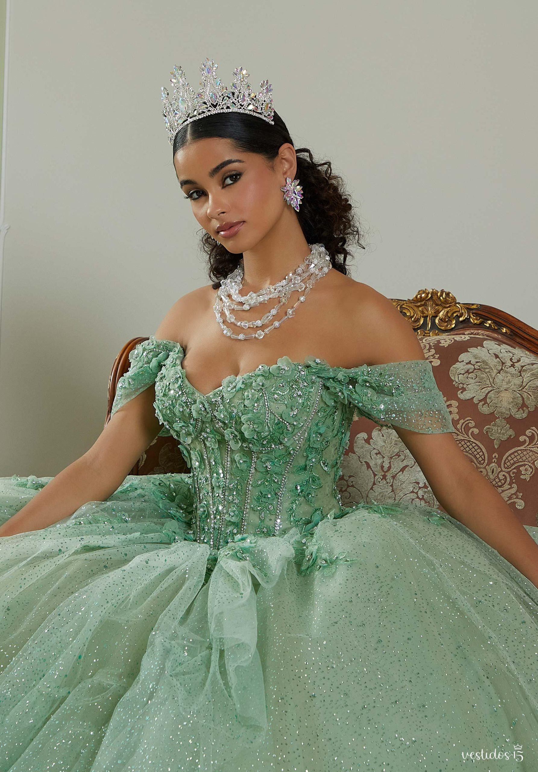 Alternative view of Vestido de 15 años Andrea Verde menta