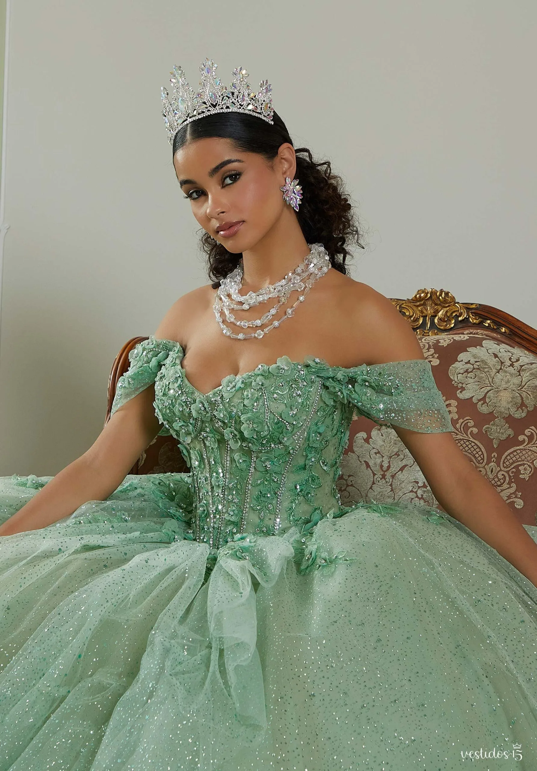 Alternative view of Vestido de 15 años Andrea Verde menta