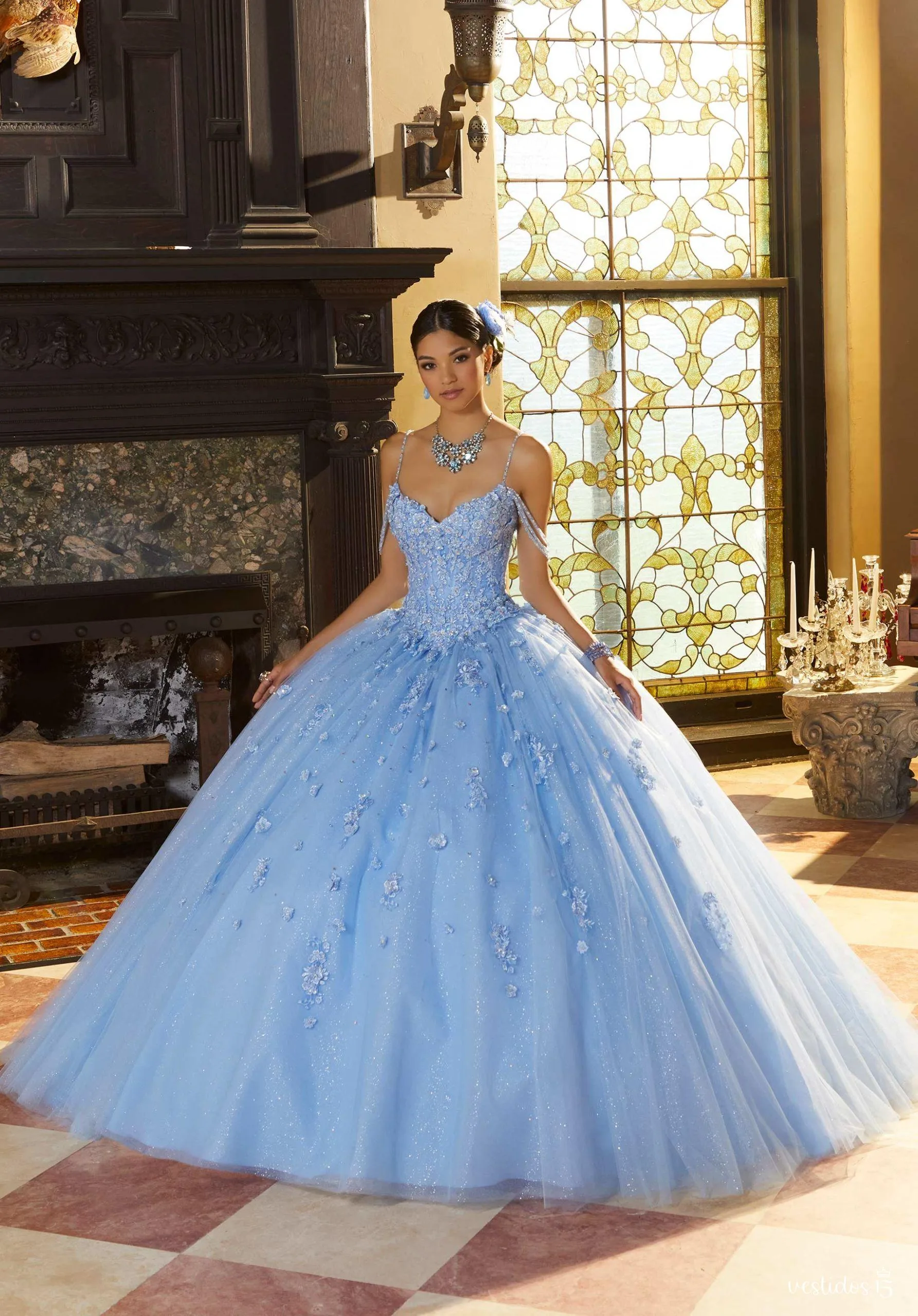 Vestido 15 azul kate de Vestidos15 — calidad y estilo para ocasiones especiales