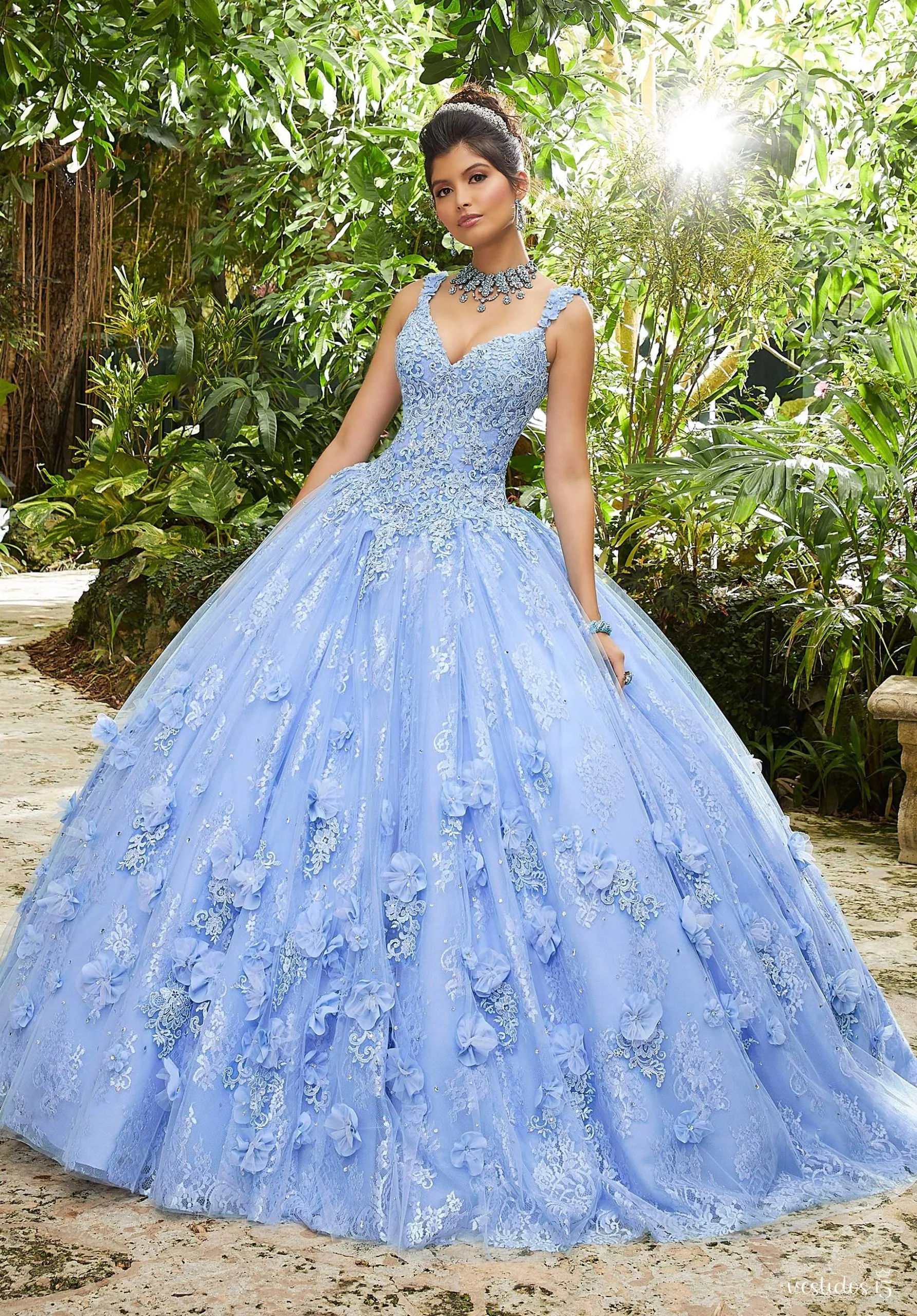 Vestido 15 azul audelia de Vestidos15 — calidad y estilo para ocasiones especiales