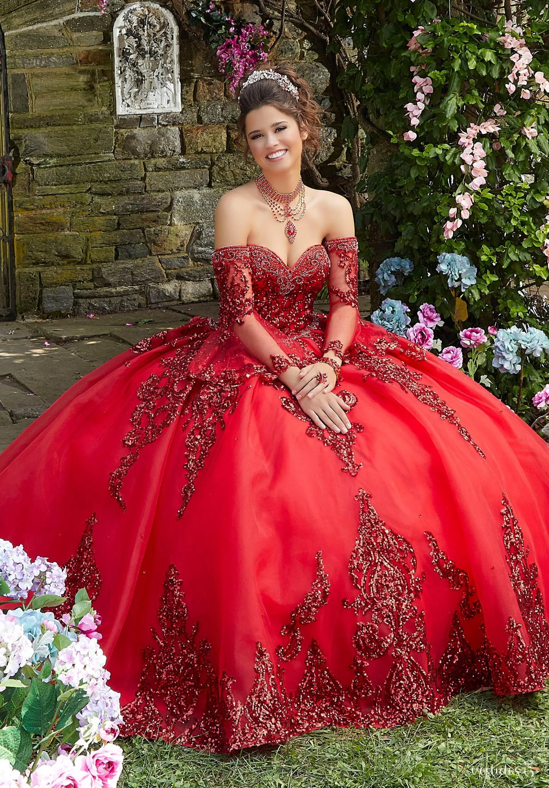 Alternative view of Vestido de 15 años Aixa Rojo