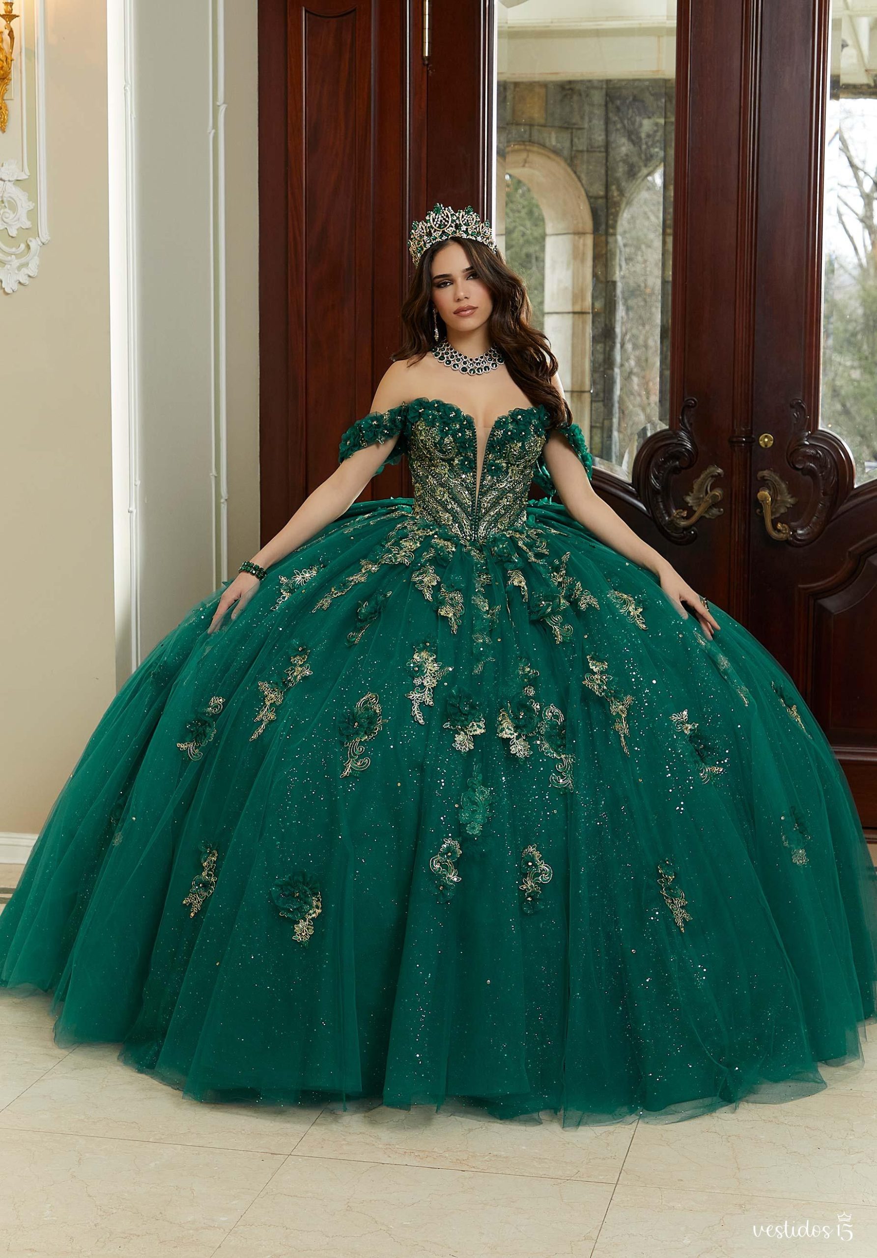 Vestido de 15 años Ana Verde Oscuro