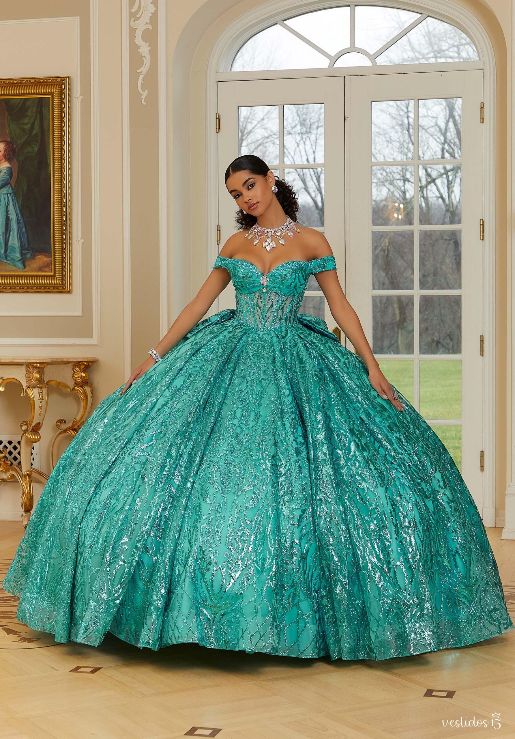 Vestido de 15 años Adriana Verde Agua / Turquesa