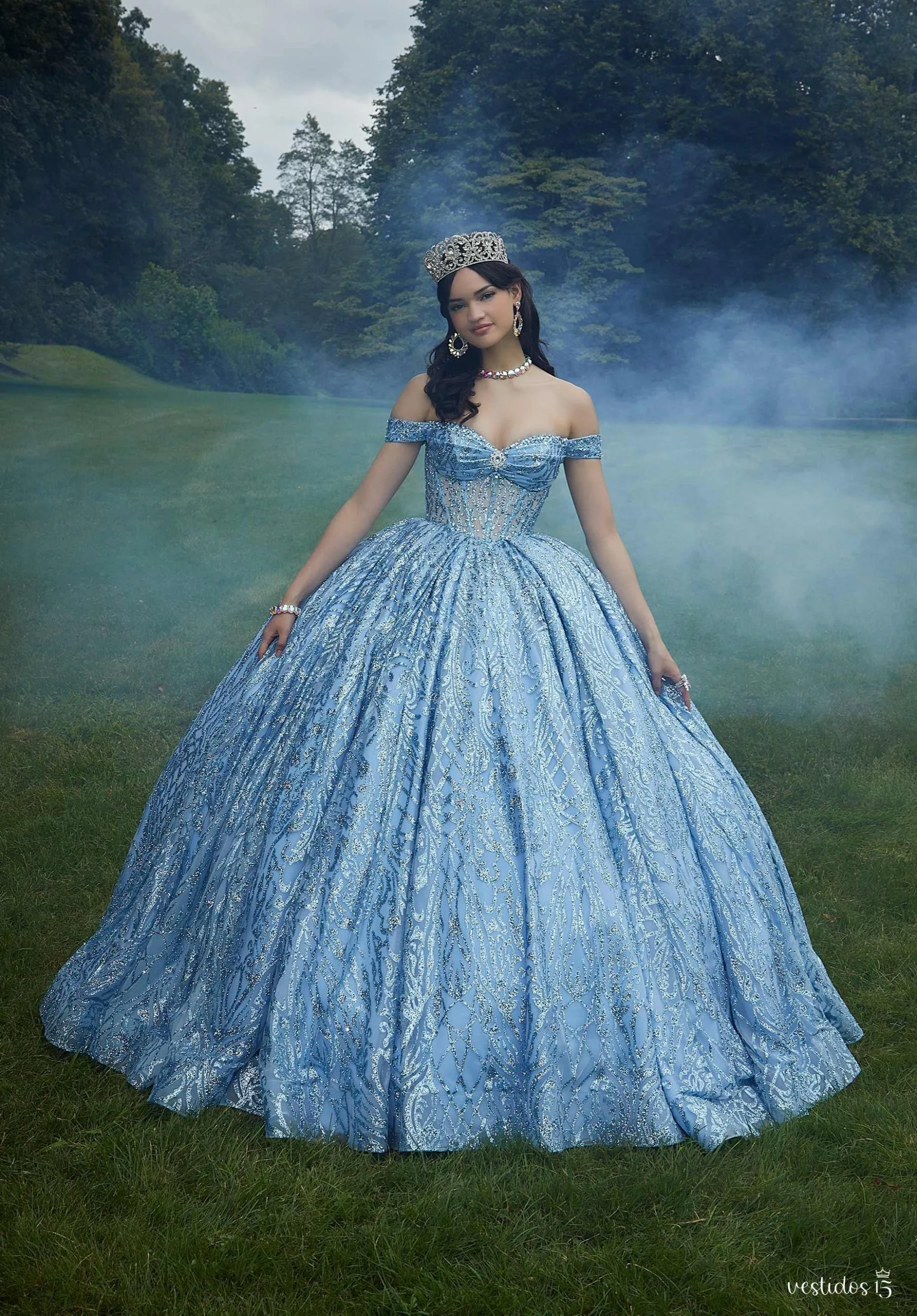 Vestido 15 azul adriana de Vestidos15 — calidad y estilo para ocasiones especiales