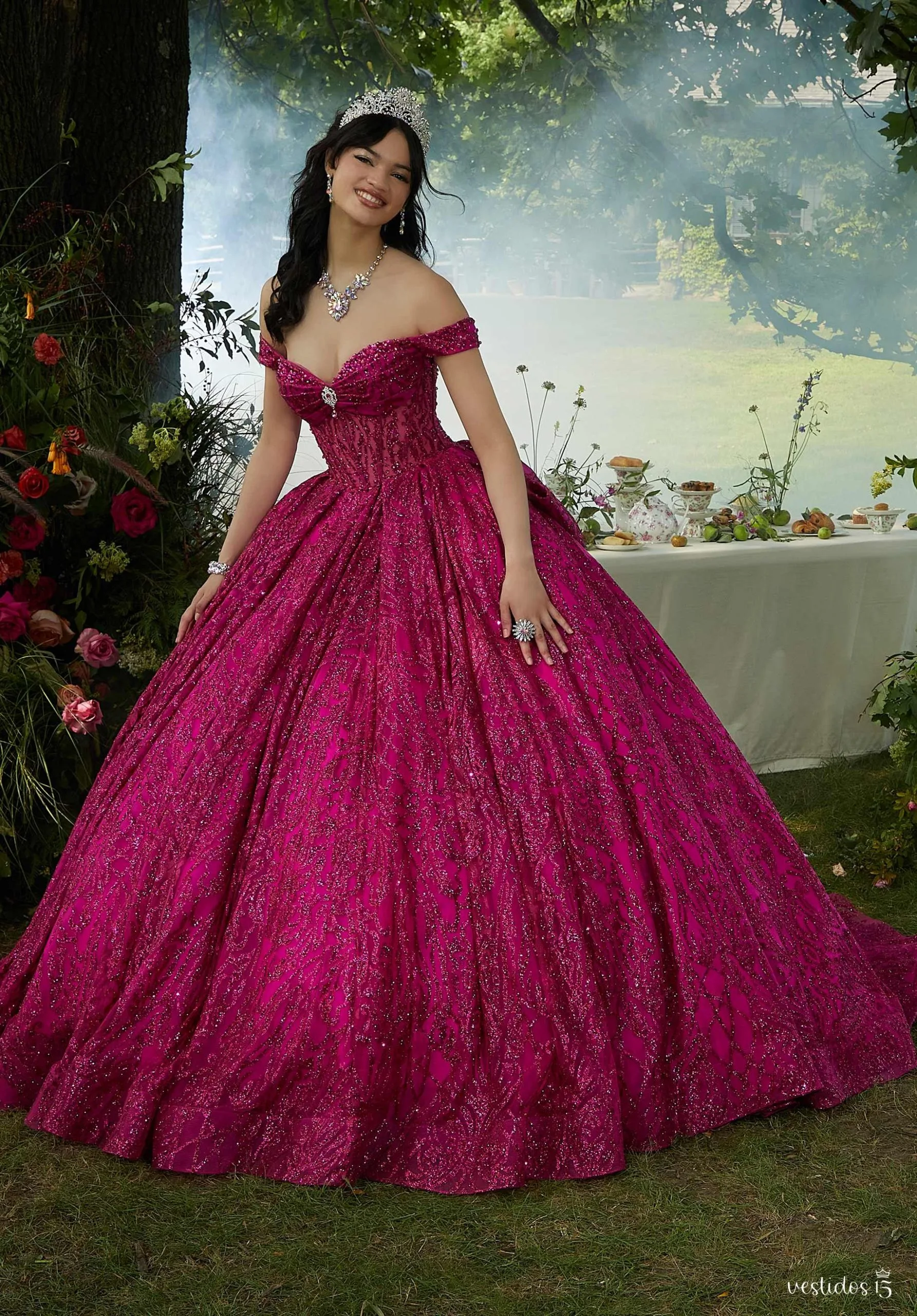 Vestido 15 rosa adriana años de alta calidad en Vestidos15