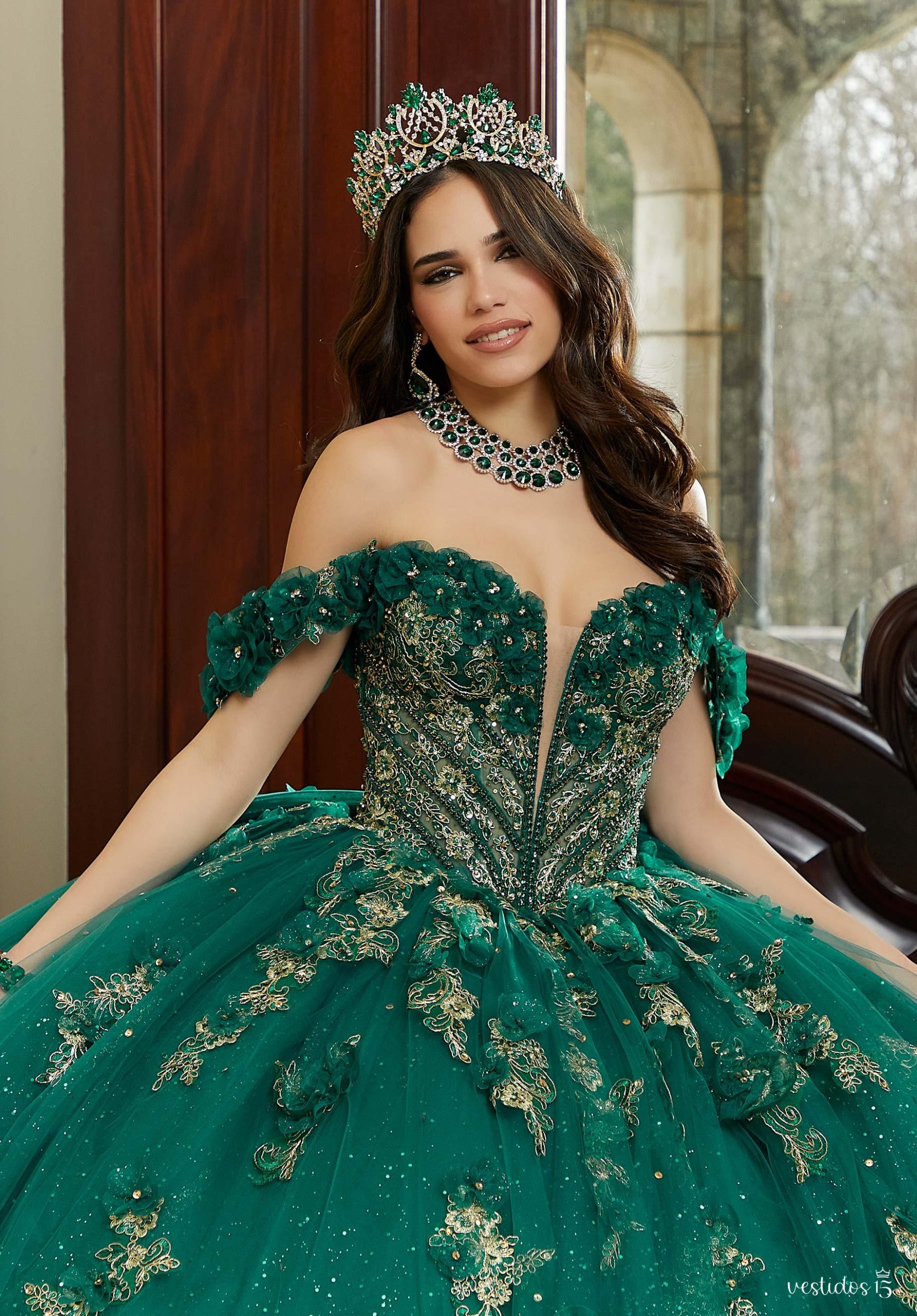 Alternative view of Vestido de 15 años Ana Verde Oscuro