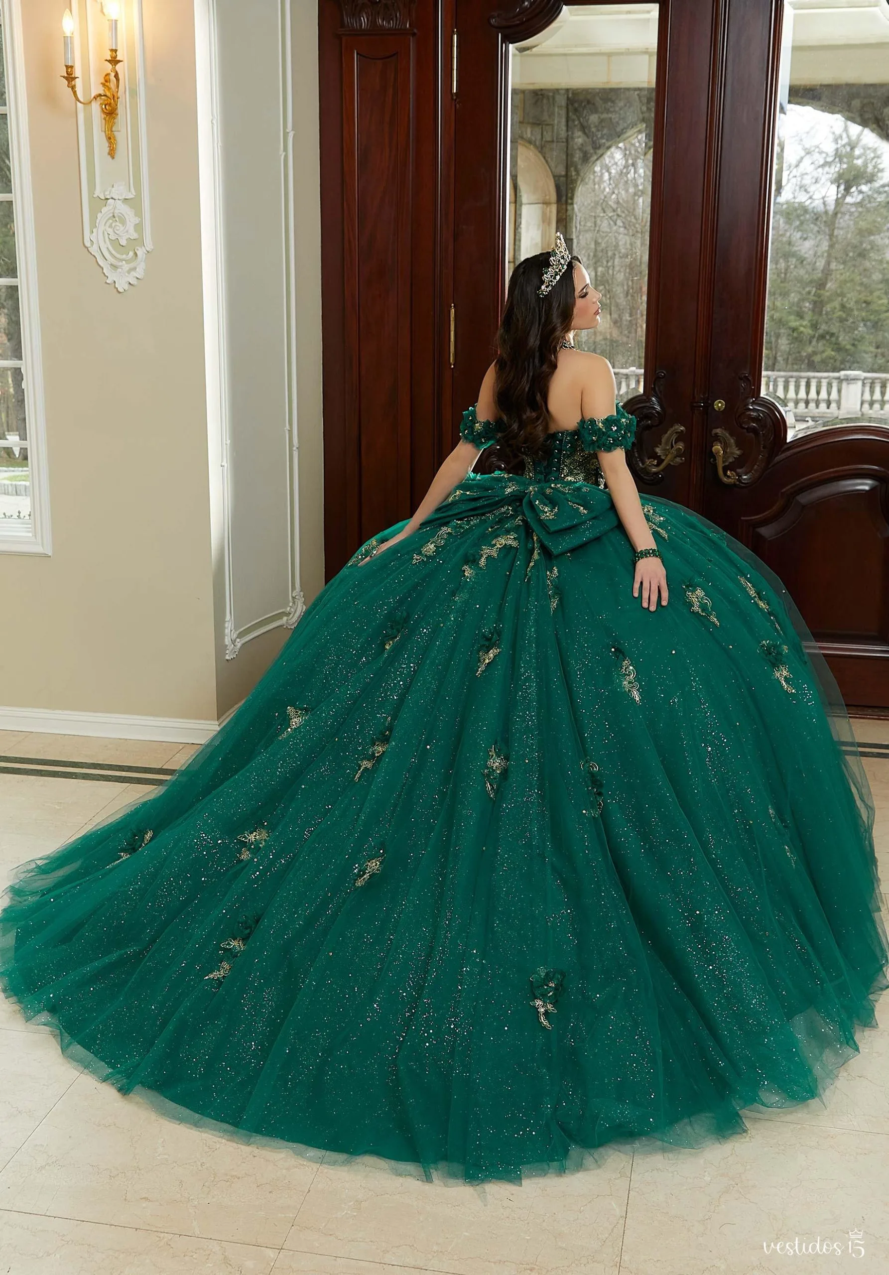 Vestido de 15 años Ana Verde Oscuro Vestido de 15 años Ana Verde Oscuro - Imagen 3
