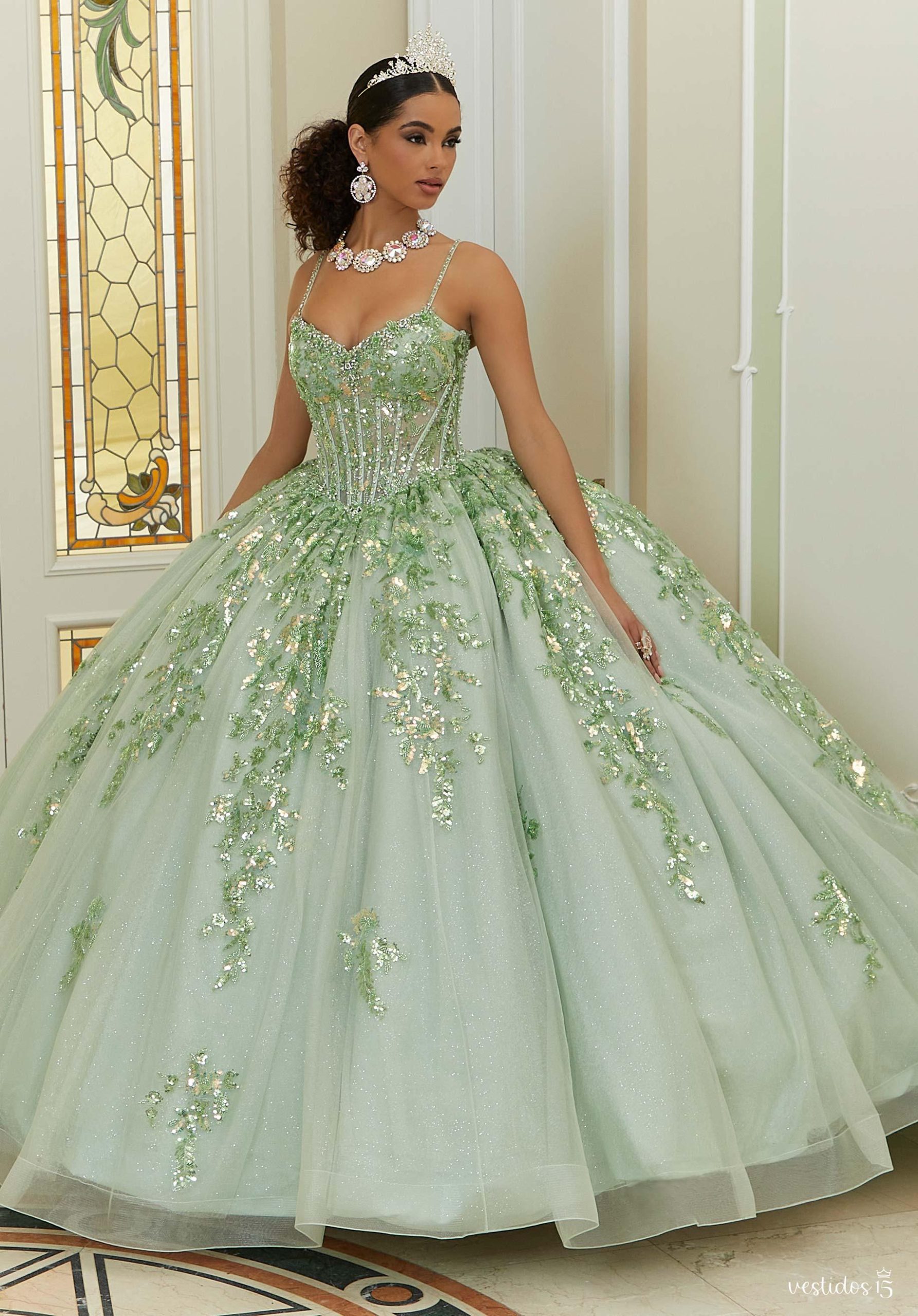 Vestido de 15 años Araceli Verde Menta