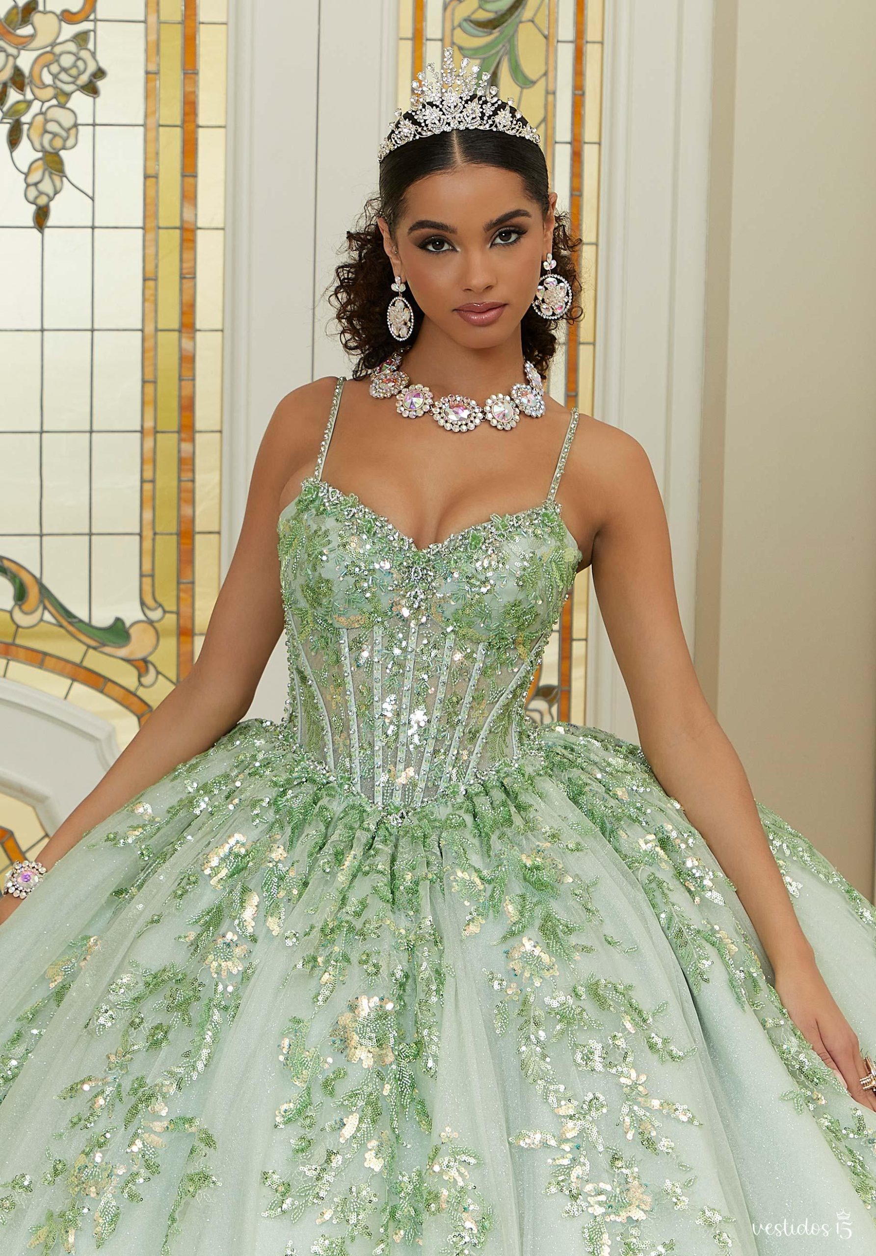 Alternative view of Vestido de 15 años Araceli Verde Menta